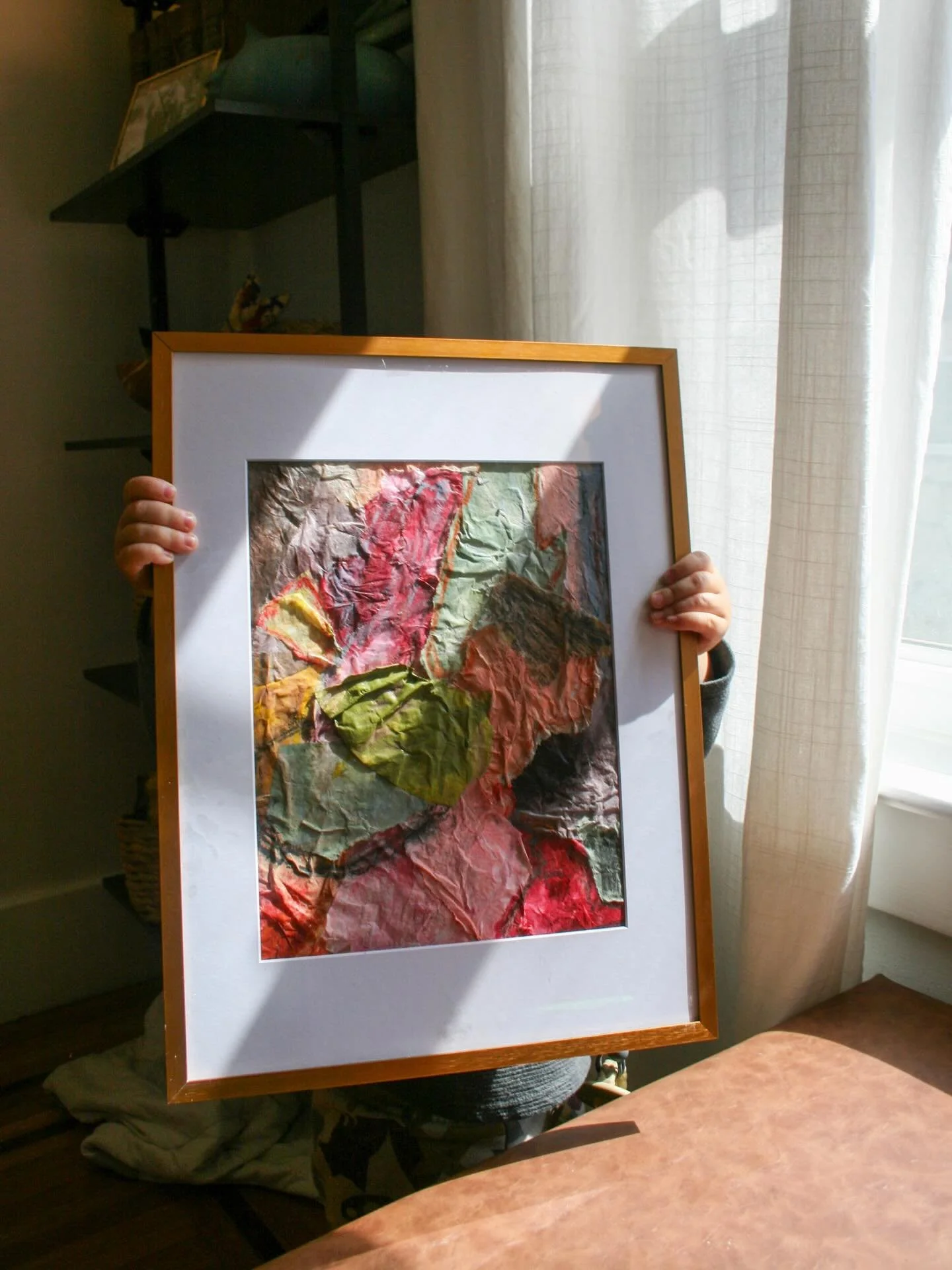 We have a little studio helper today 🥰☀️

These mixed media pieces will always be a personal favorite, they truly feel like creating &ldquo;something from nothing&rdquo; ✂️🎨🖌️☕️

Swipe to see part of the process! Painted coffee paper, hand torn an