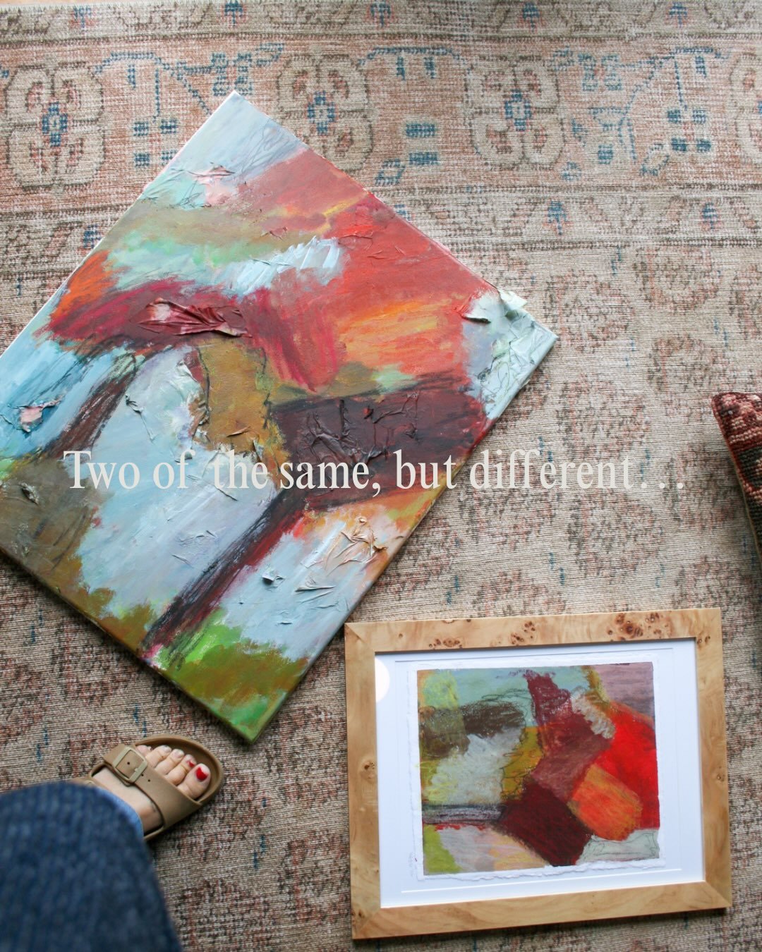 Something feels similar here 👀

Slide through to see the original vs the second rendition🤩. I can&rsquo;t decide which one I love more! 
.
.
.
.
.
.
.
Abstract art framed art abstract art colorful art southwest art