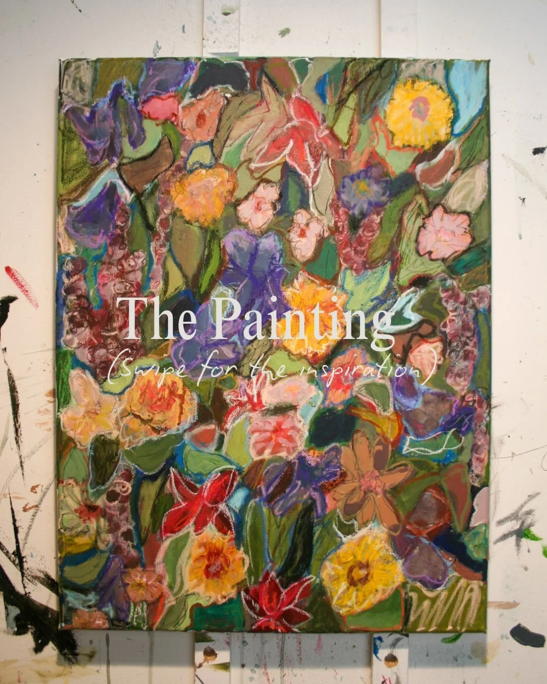 Adding a couple brightly colored abstracts to The Floral Collection 🖌️🎨🌸 Thanks to these beauties that a friend grew in her back yard (are you kidding me with how beautiful these are?!). 🤩

Swipe to see the Flowers vs The painting 💐🖌️🎨
.
.
.
.