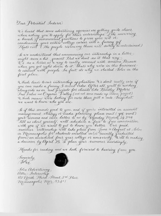 Business Communication and Character - A Handwritten Job Ad