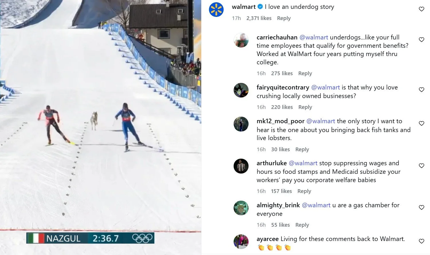 Walmart Tries to Engage About Olympian Wolfdog
