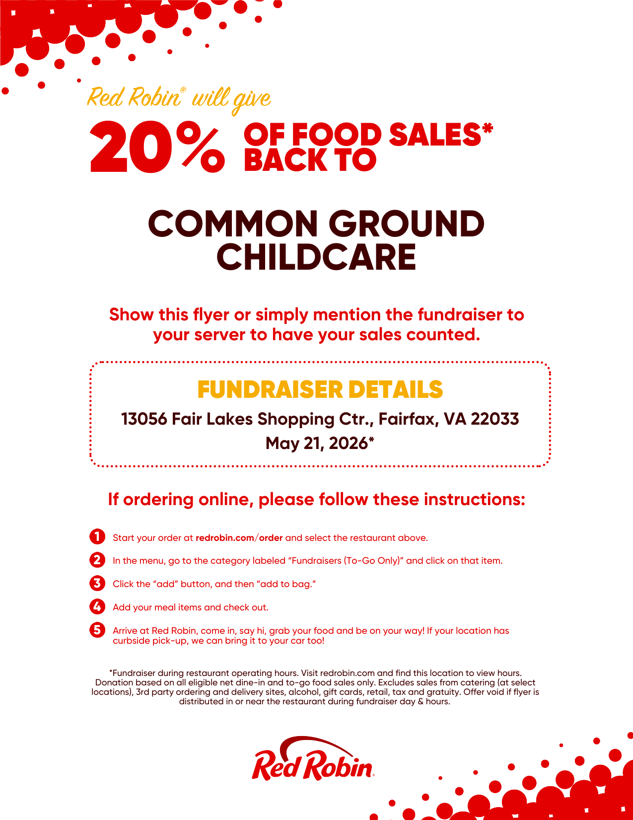 Red Robin Fundraiser - Fair Lakes