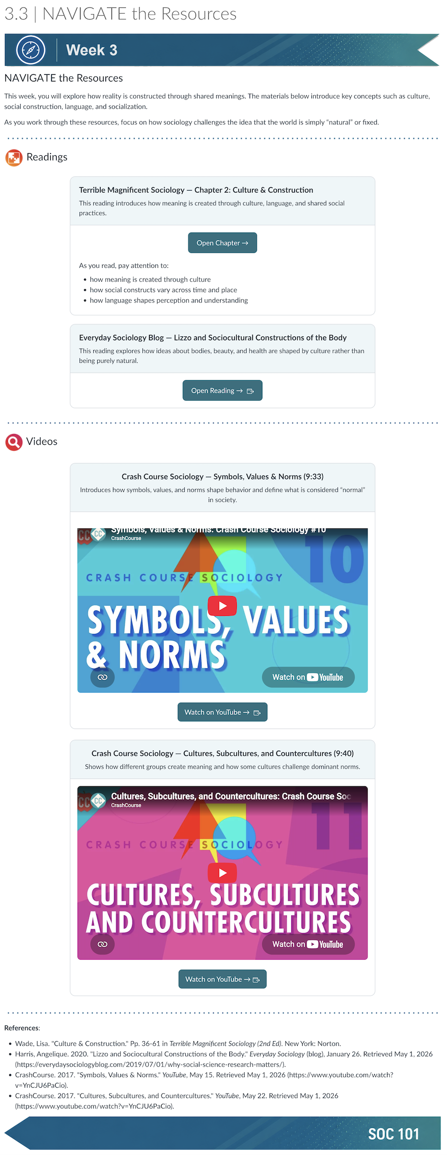 Screenshot of a sample "Navigate" page