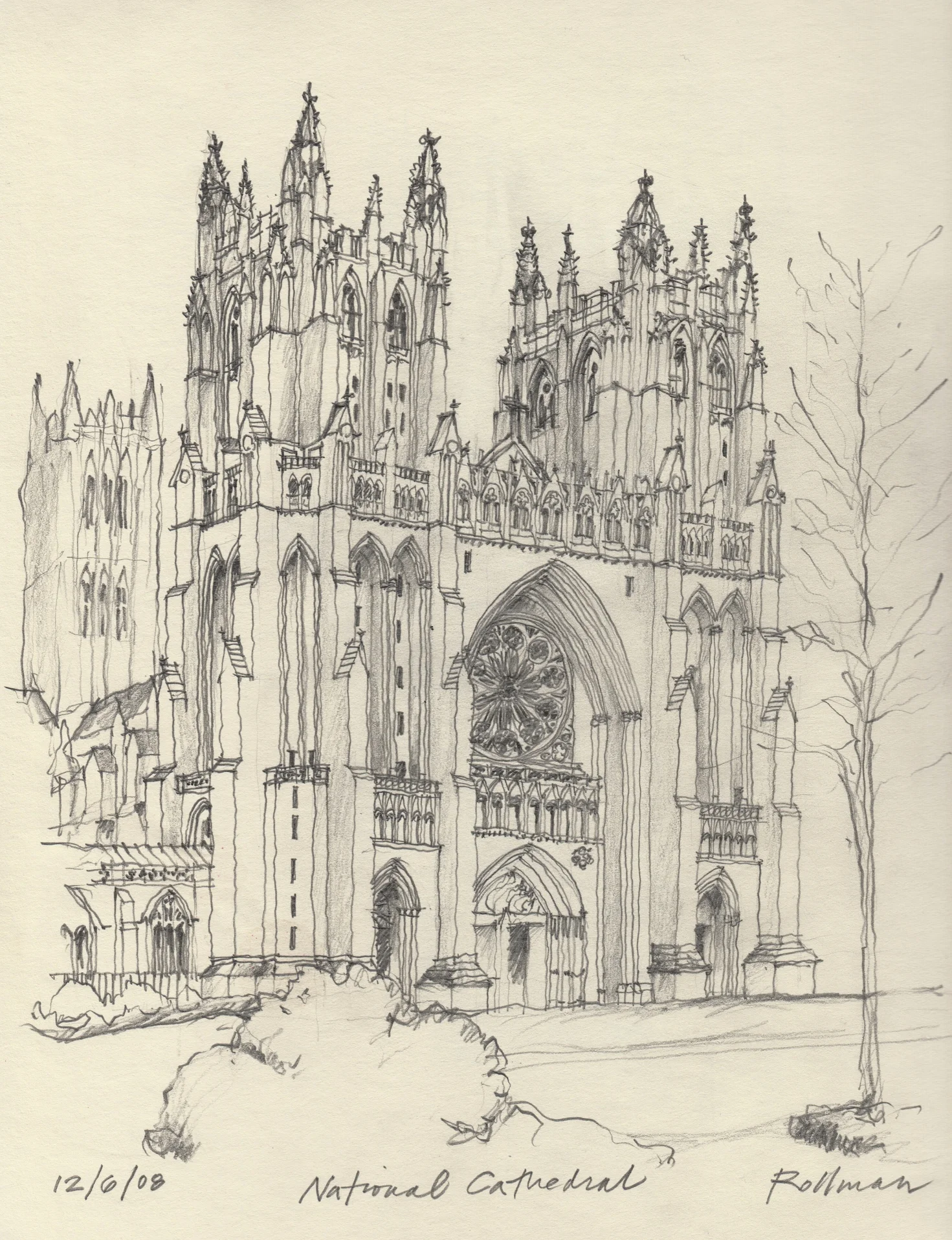 National Cathedral, 9" x 12"