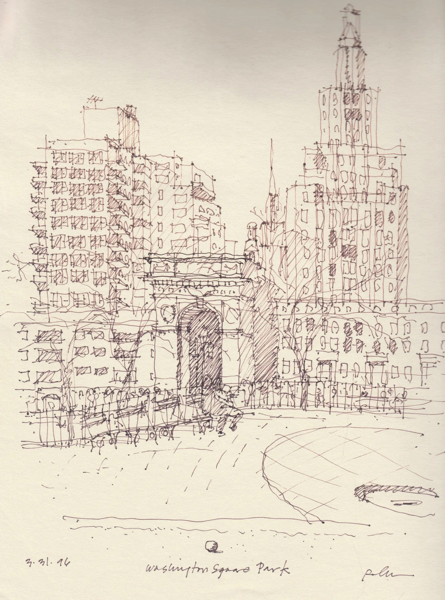 Washington Square Park, 9" x 12"