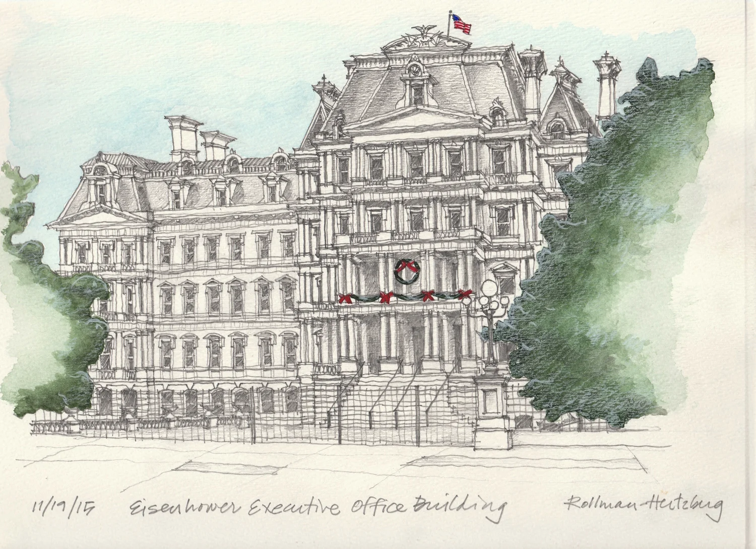Eisenhower Executive Office Building, 9" x 12"