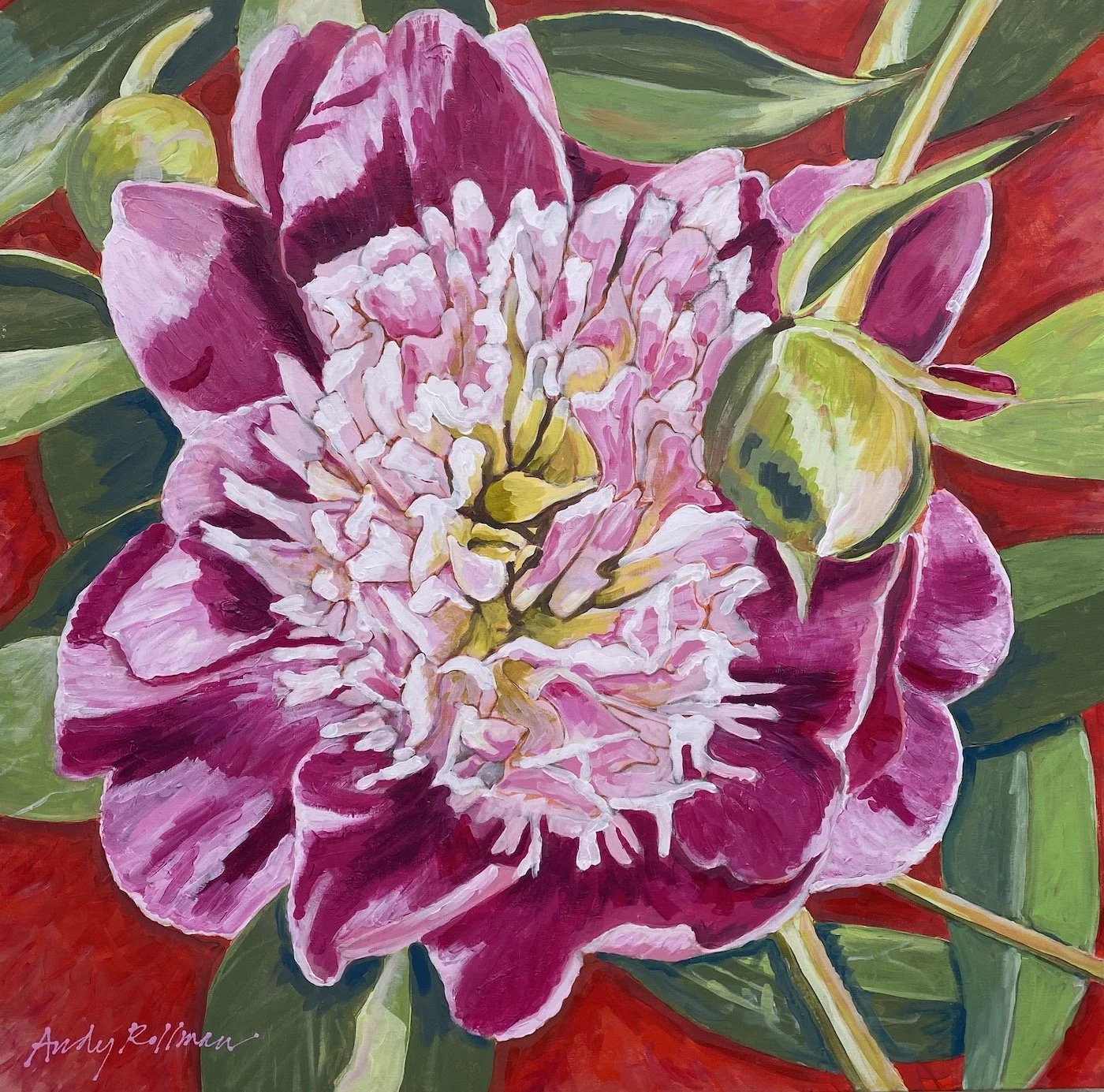 Pink Peony, 36" x 36"