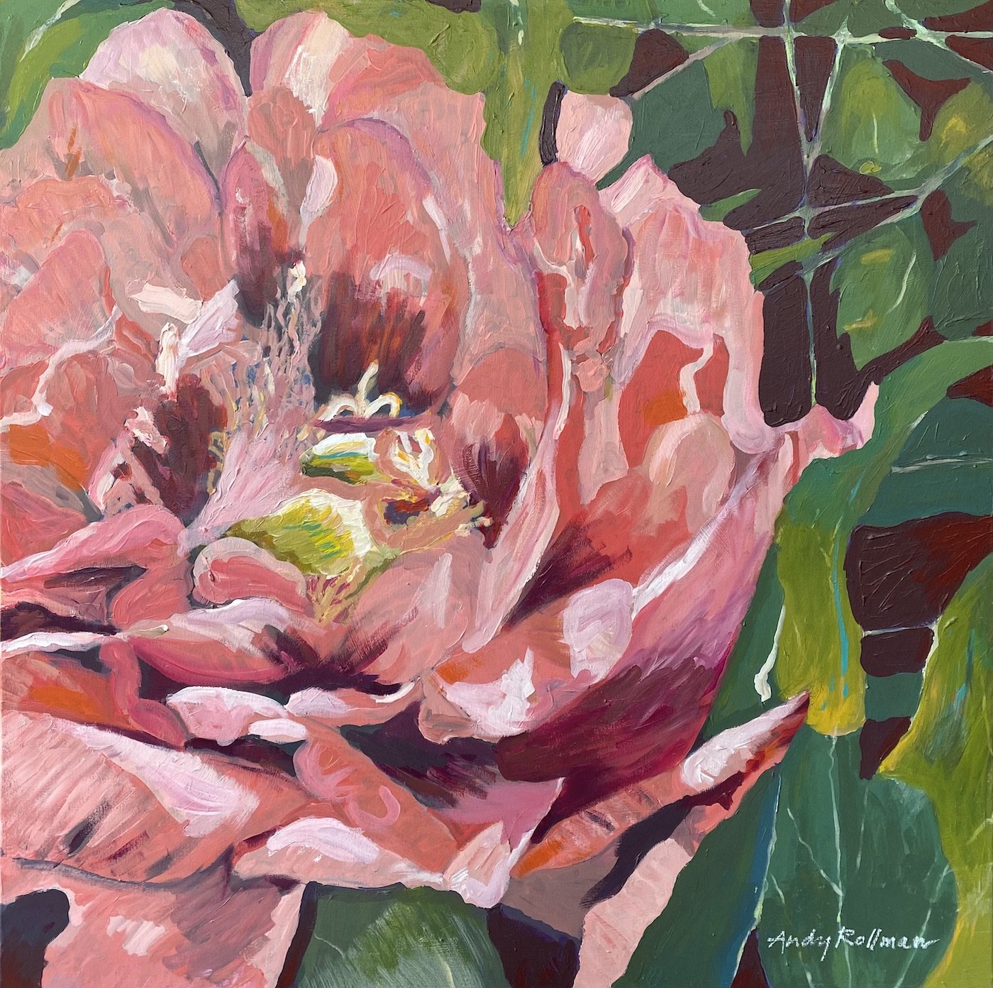 "Peony," acrylic on canvas