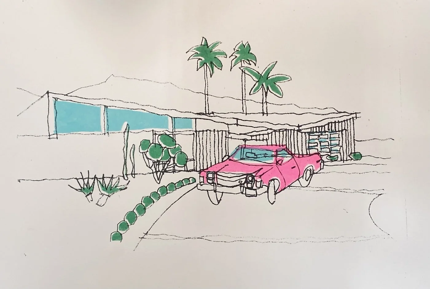 Palms Spring Riso I, 11" x 17"