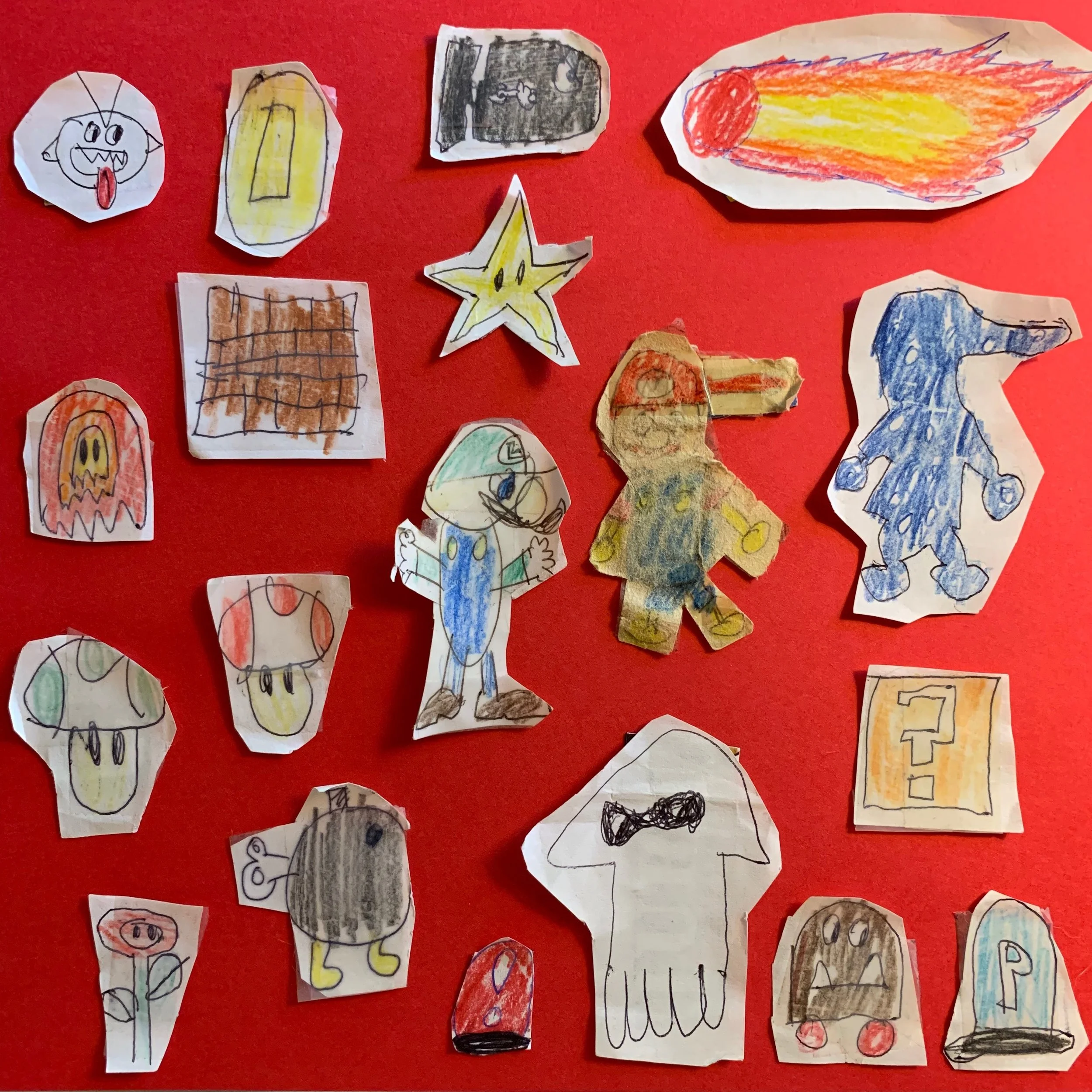 Rader's hand-drawn Mario magnets