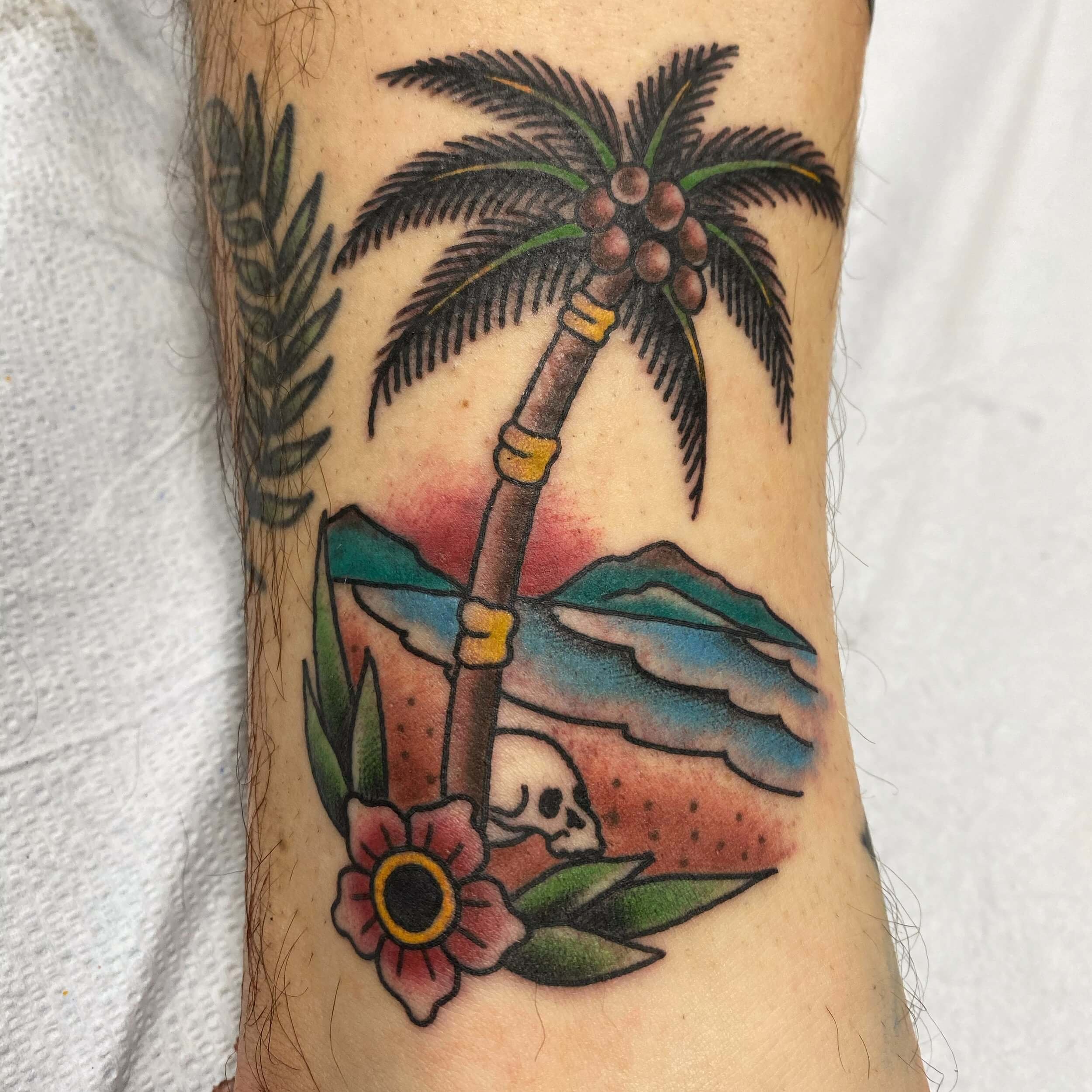Full Sleeve Beach Tattoo Design by Mark Longenecker