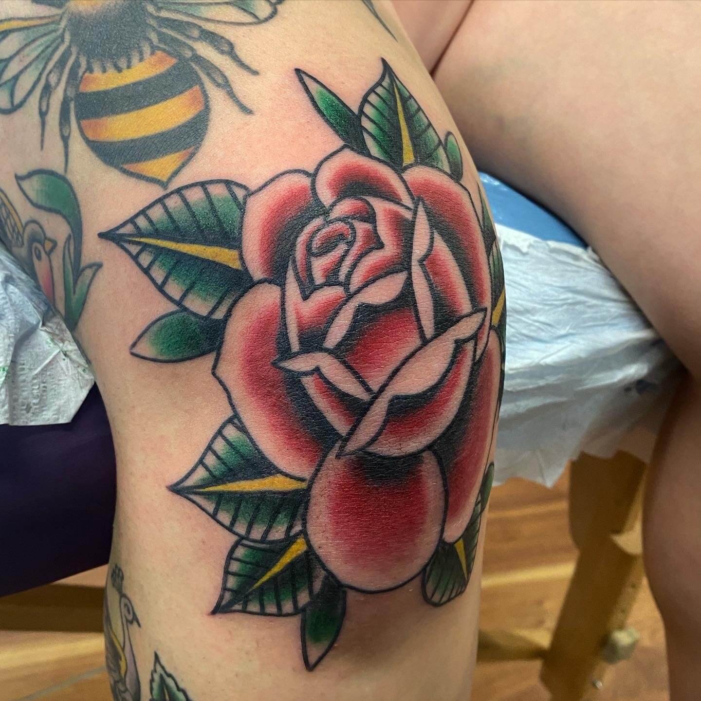 Traditional Tattoo Rose on Knee  Best Tattoo Ideas Gallery