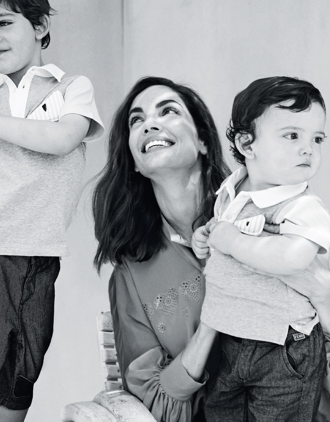 Eugenia Silva and her sons for Della Repubbica, 2018.