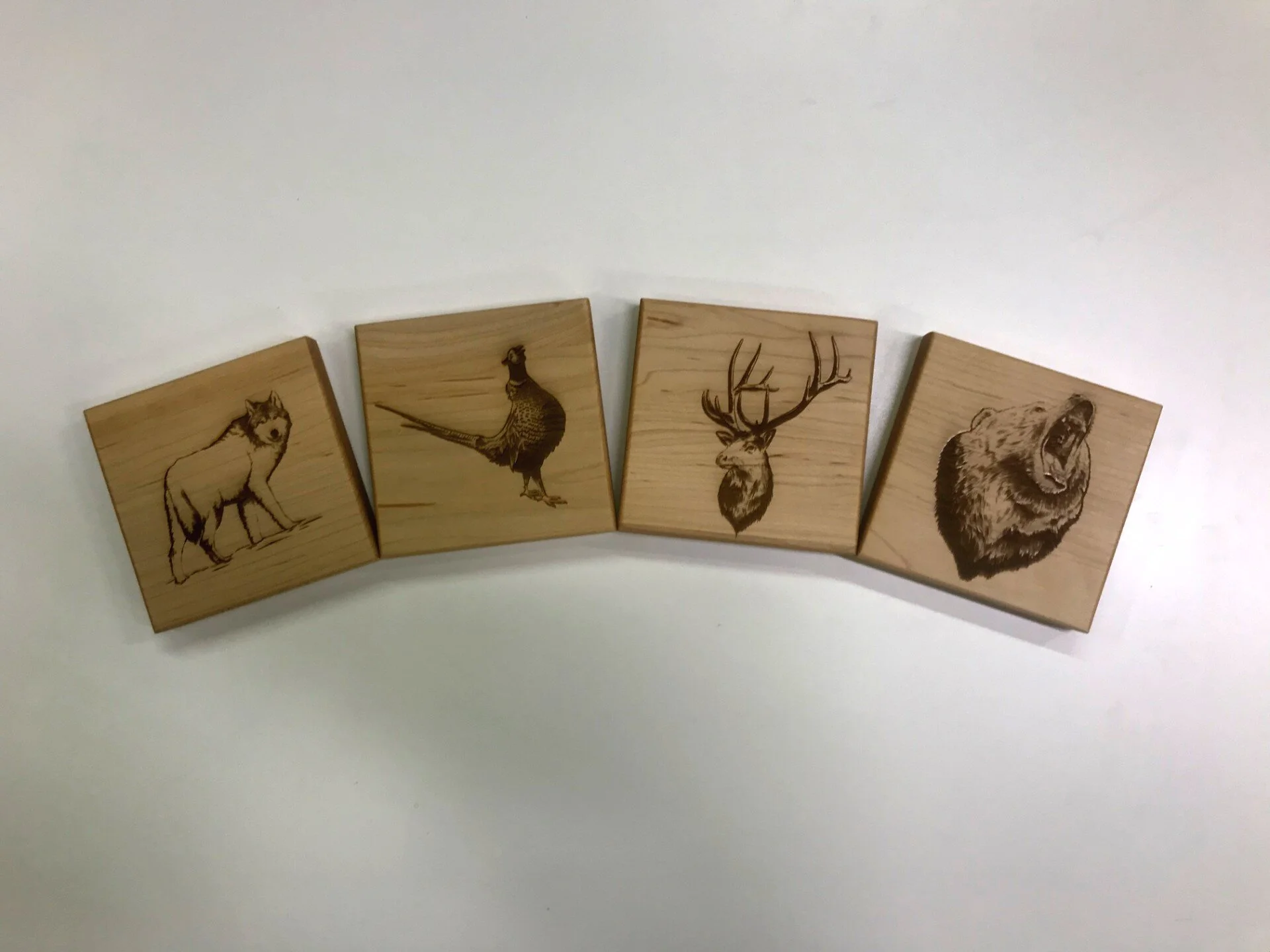 Soild Maple Coasters: Wild Game Collection Set of (4)
