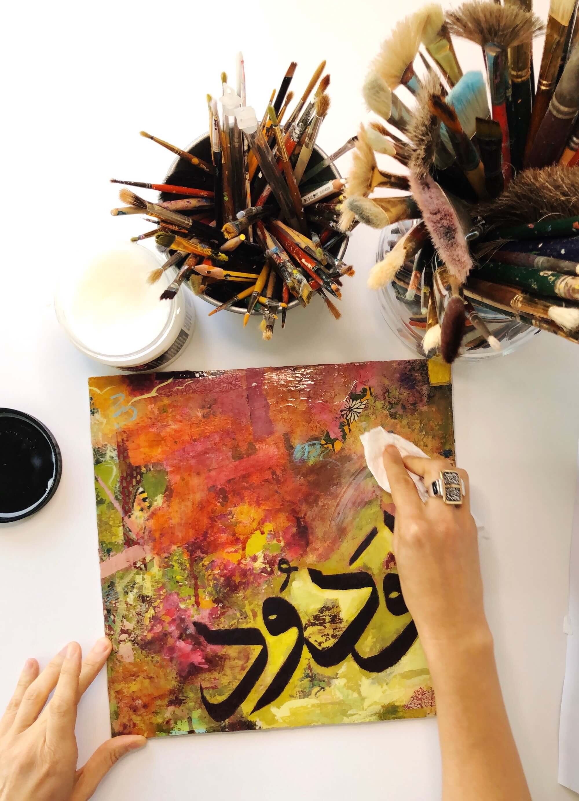 How to Varnish Mixed Media Paintings — Sara Kabariti