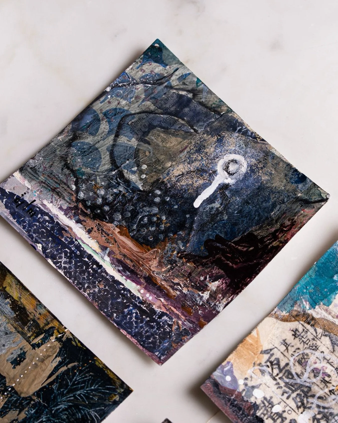 A closer look at Athar.

Paint, paper, and script layered until the surface holds more than it shows. Details like this rarely make it into the full view - worth pausing on.

This one&rsquo;s Munajat - the whispered conversation, alone in the night.
