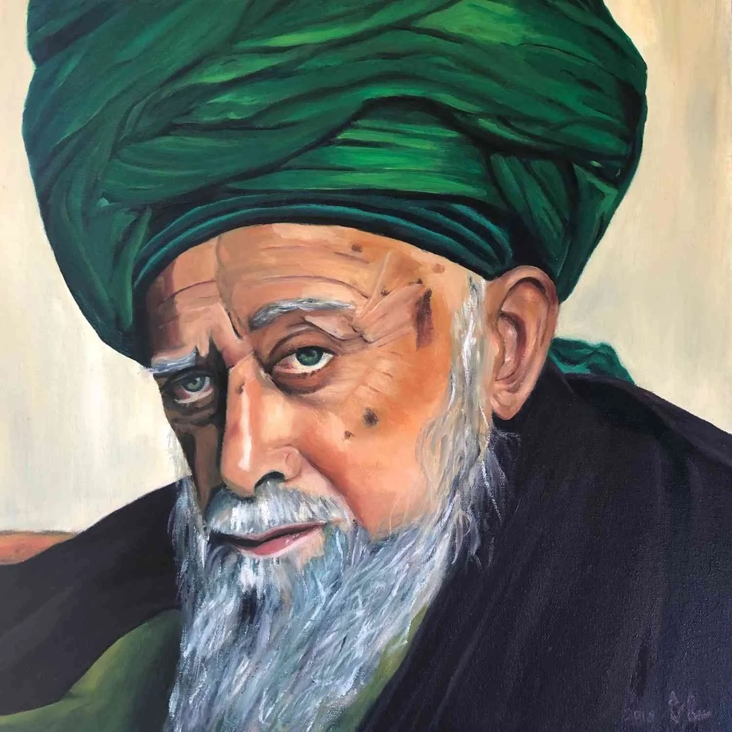 Truth - original contemplative portrait painting by Sara Kabariti