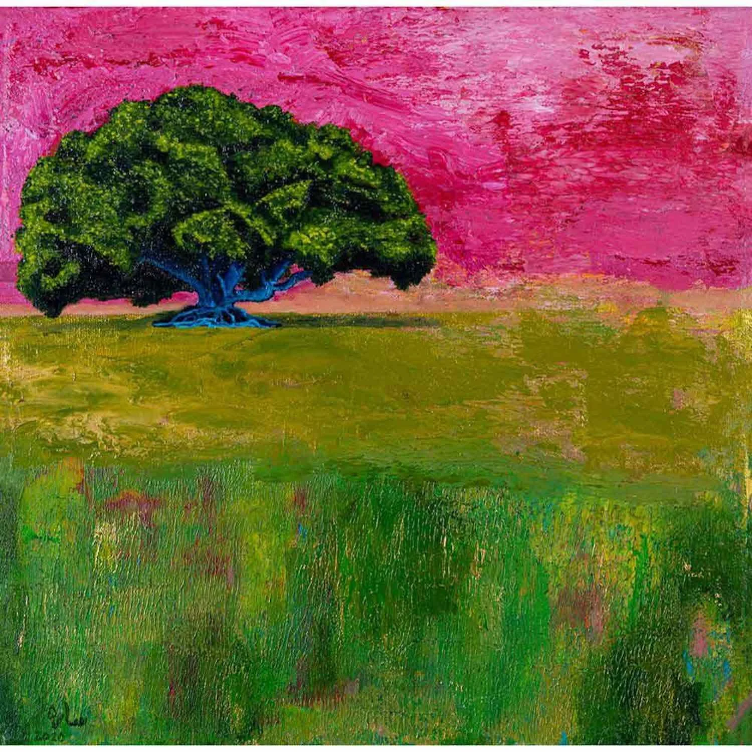 The Blessed Tree - acrylic painting of the tree beneath which the Prophet Muhammad ﷺ is said to have sat, an early work by Sara Kabariti