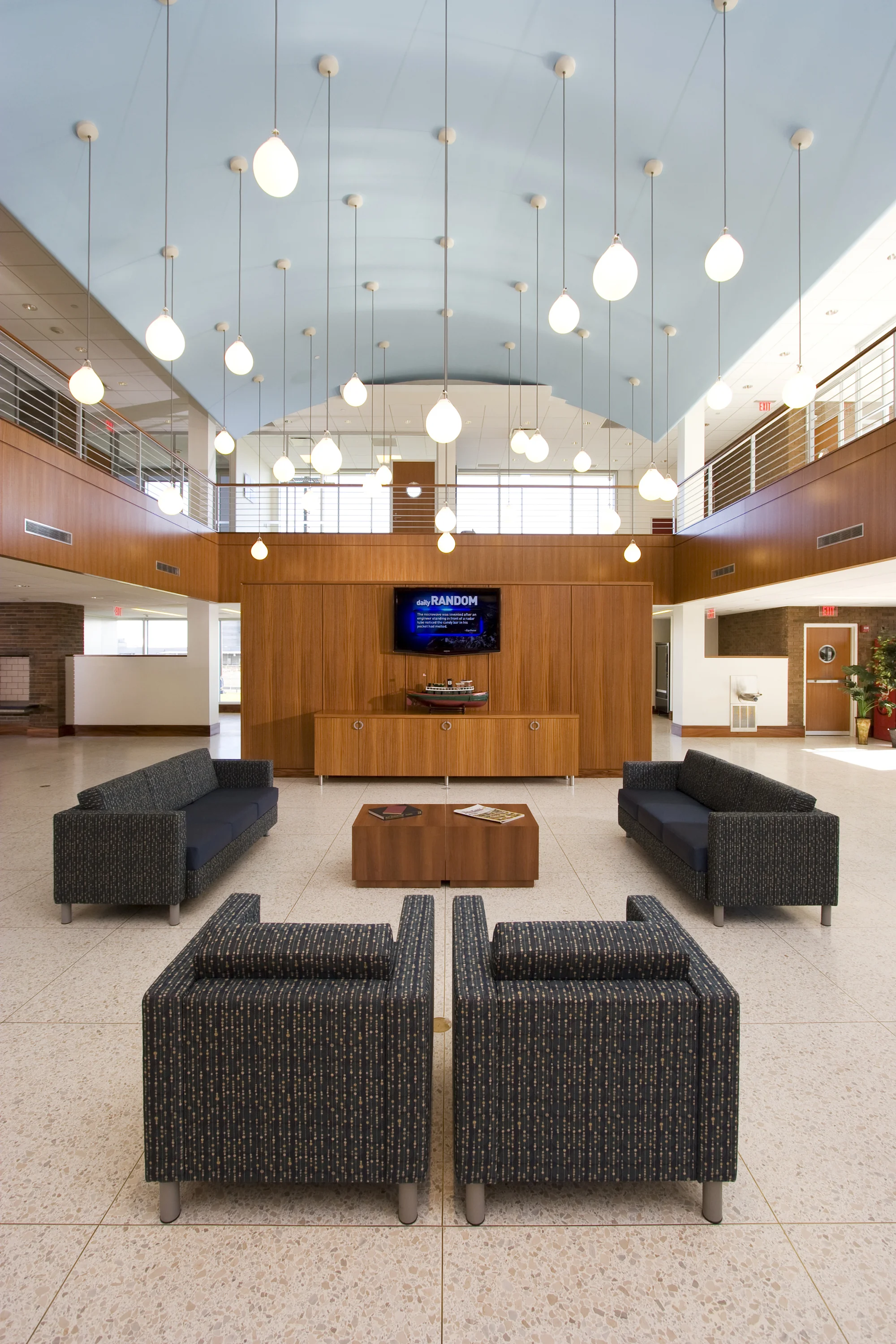 Award winning feature, the "boat ceiling" created to conceal the mechanical systems