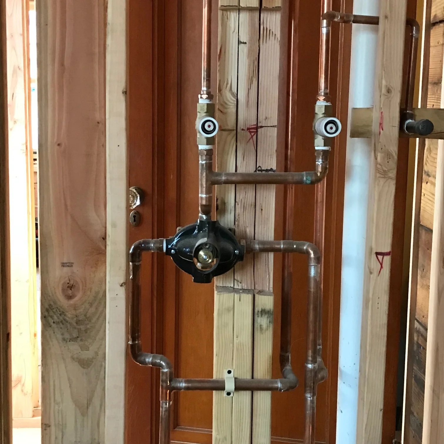 Rough plumbing for master shower is complete...but not quite ready for a vanity