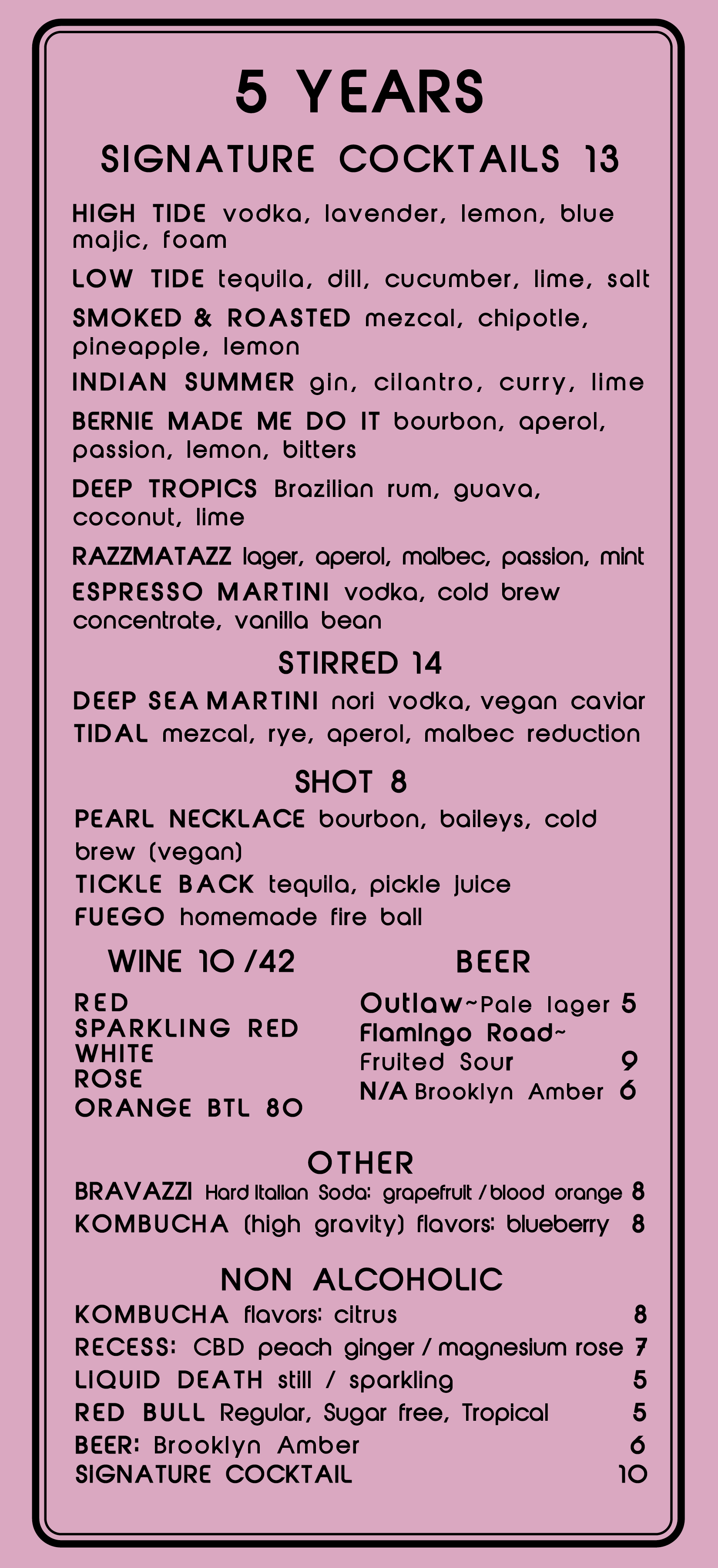 Flamingo Menu — Flamingo Food/Cocktails/Dancing
