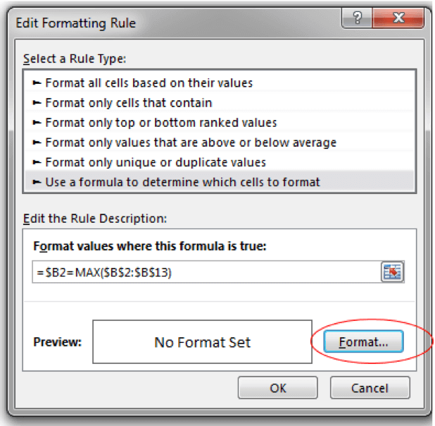 Select the Format button