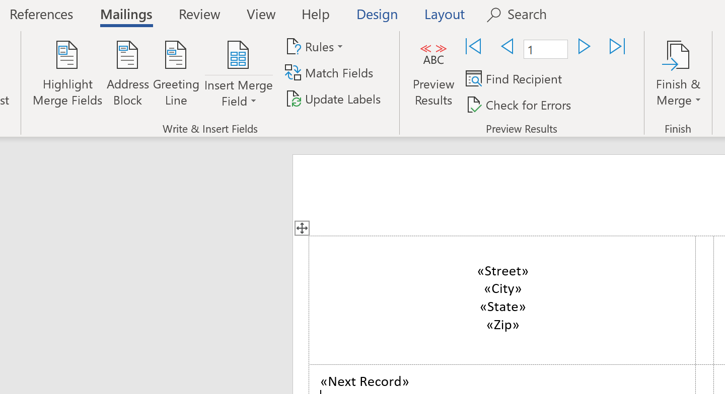 Add mail merge fields