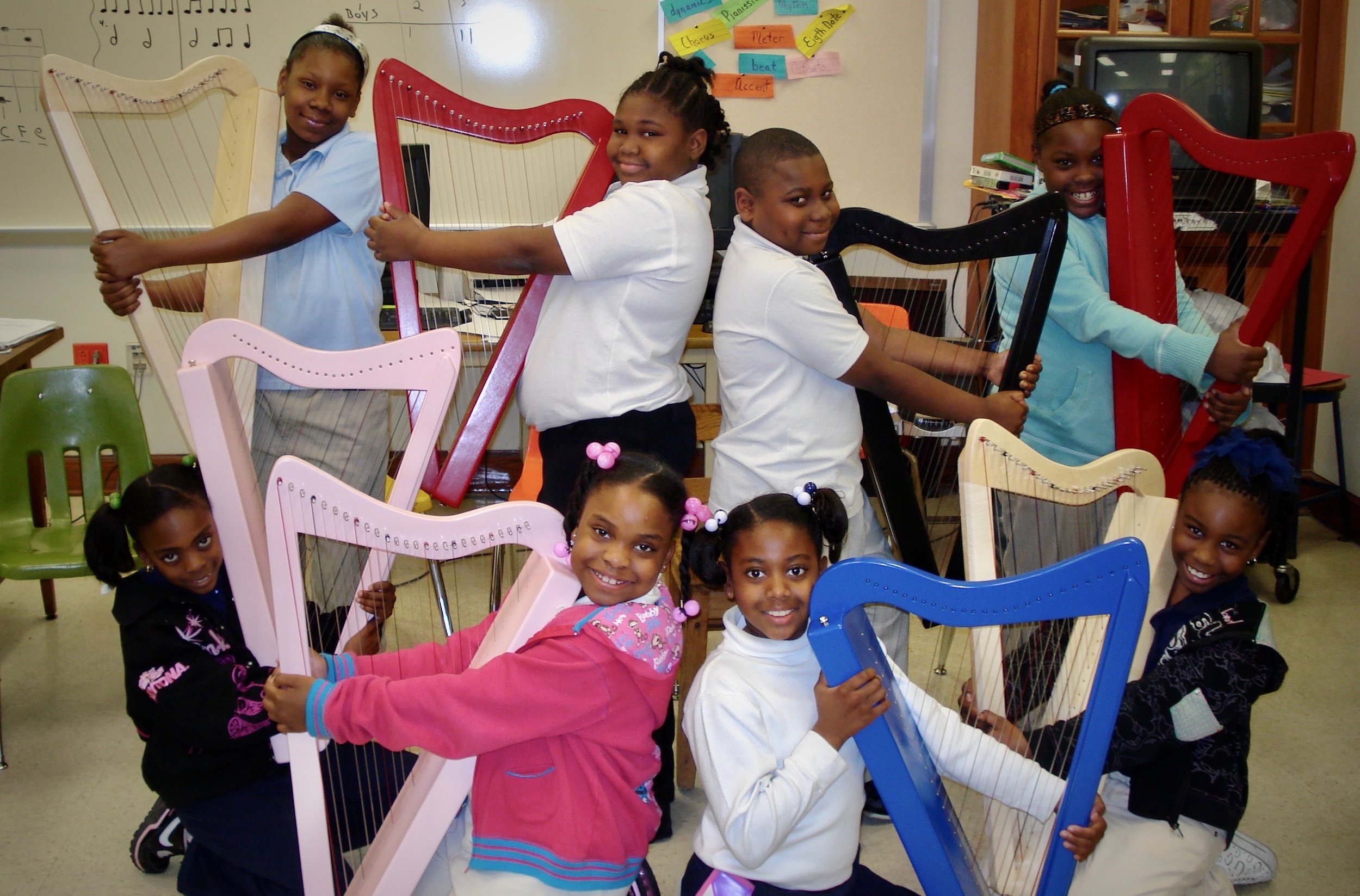 Lyrika Holmes' harp students in Atlanta, GA.