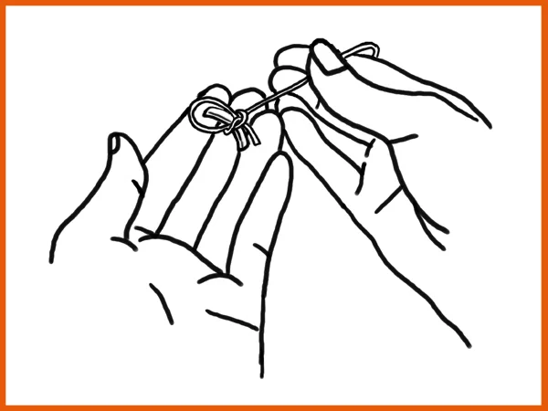 Step G - Pull on the long part of the string to tighten both loops as far as they will go.