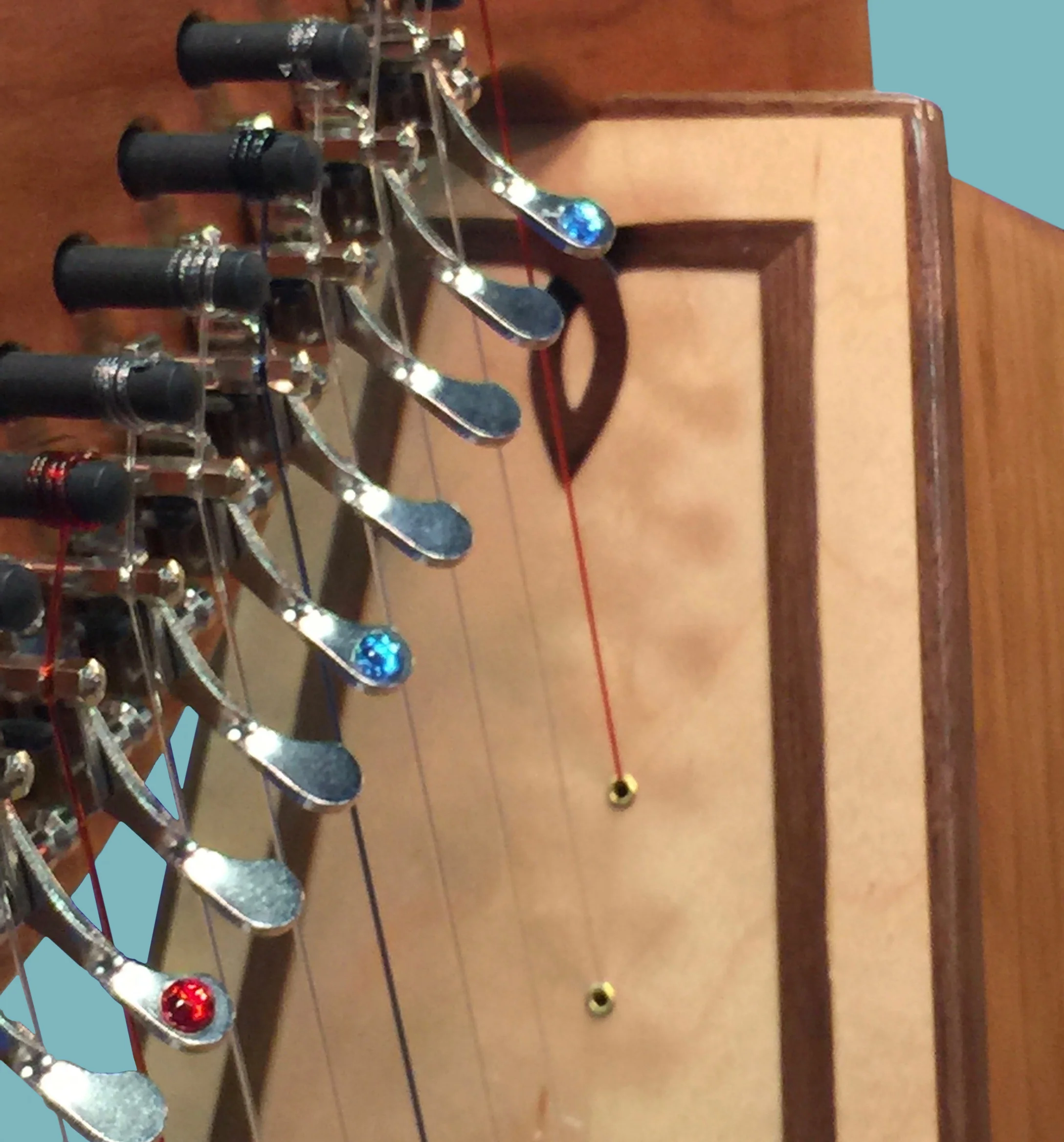 Rees Sharping Levers shown here on a Rees Concert Line Harp.