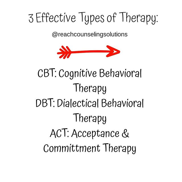 There are many different types therapy. My favorite is CBT or cognitive behavioral therapy. CBT focuses on how a person's thoughts, beliefs, and attitudes affect their behaviors. Each of these listed are types of Cognitive Behavioral Therapy. 
DBT is