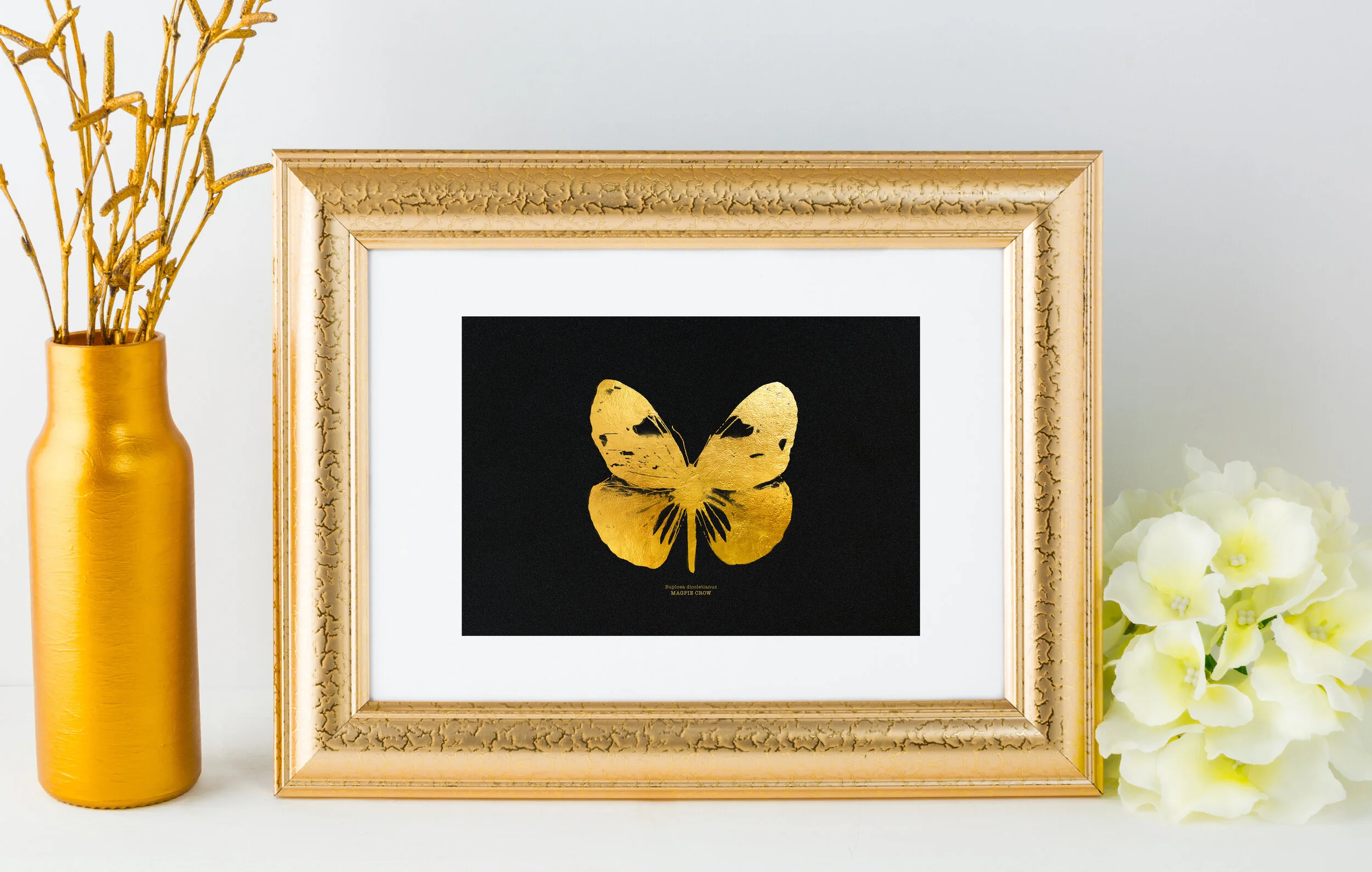 Goldfoil Butterfly Card - Magpie Crow