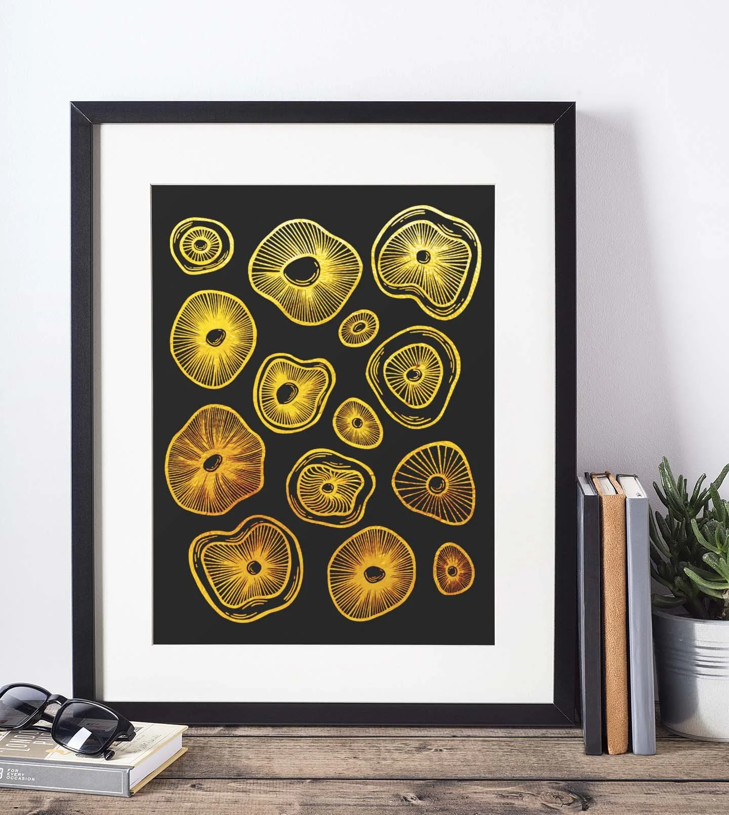Mushrooms Gold Foil Print