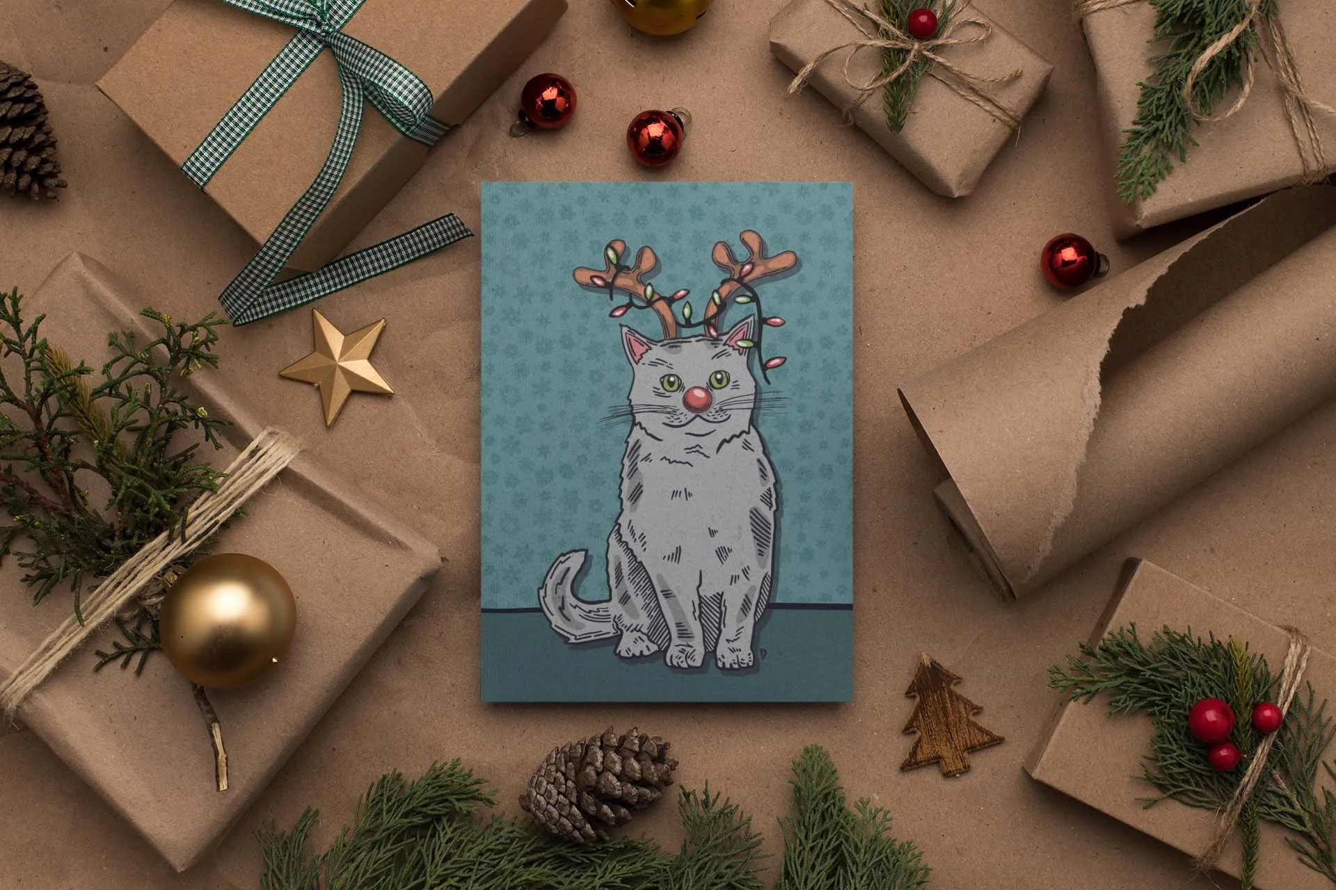 Cat Christmas Card