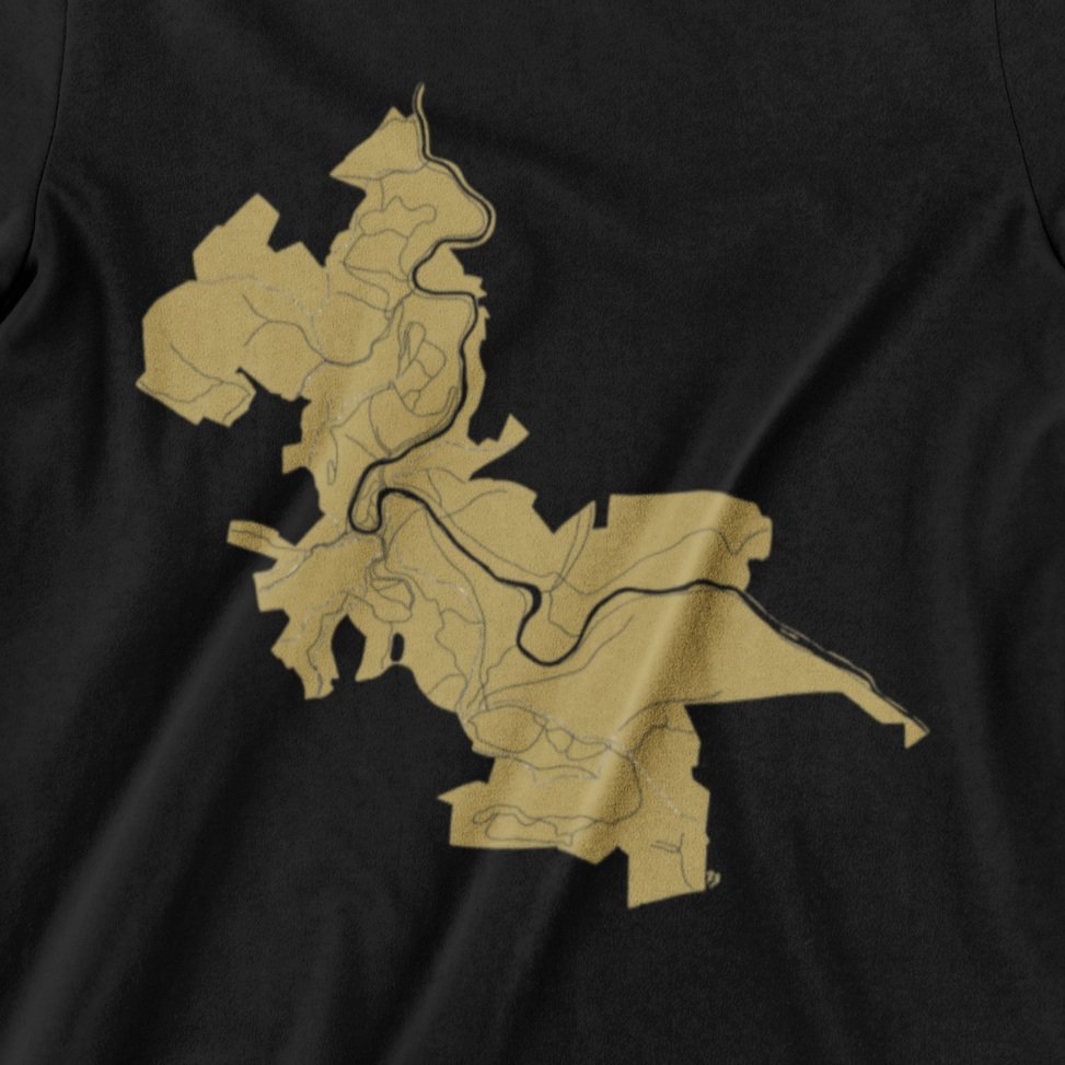 Ohiopyle Map Shirt - Unisex - Gold on Black