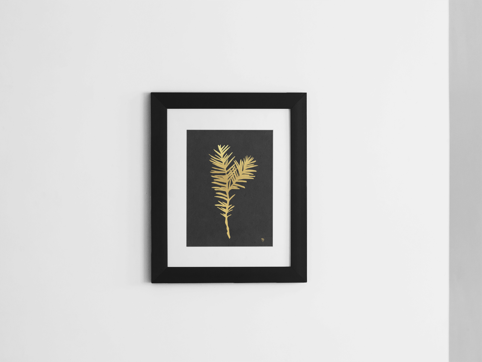 Pine Needle Gold Foil Print