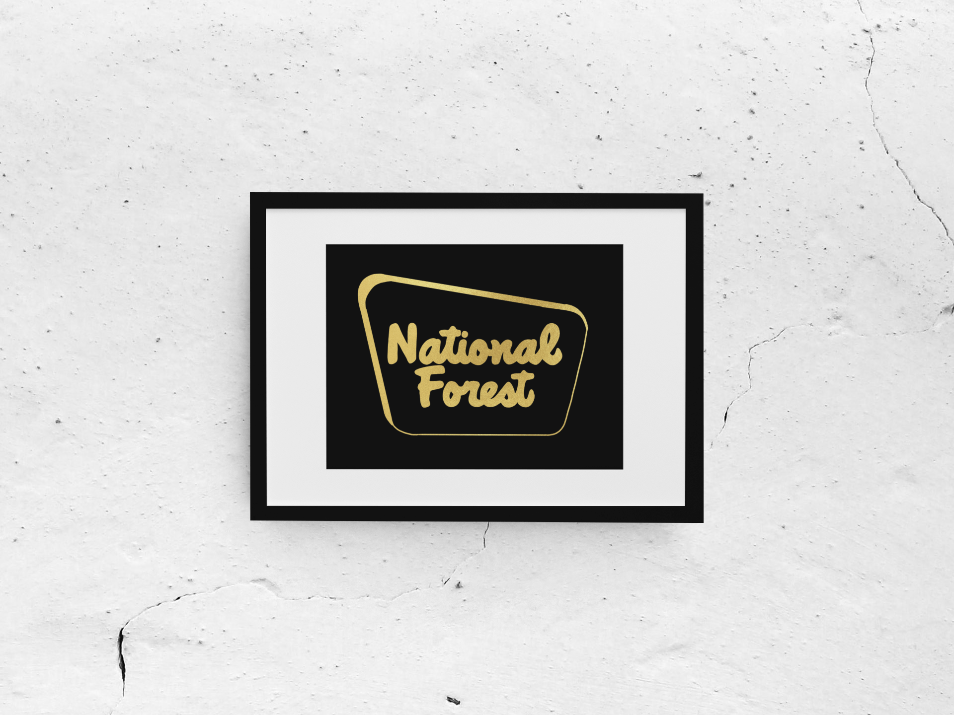 National Forest Sign Gold Foil Print
