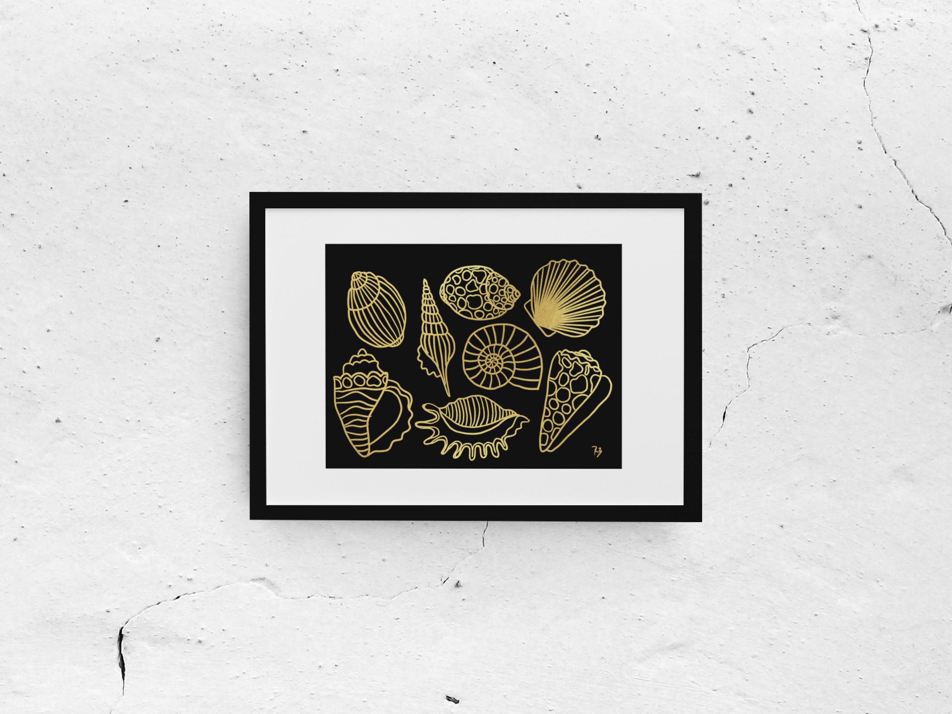 Seashell Gold Foil Prints