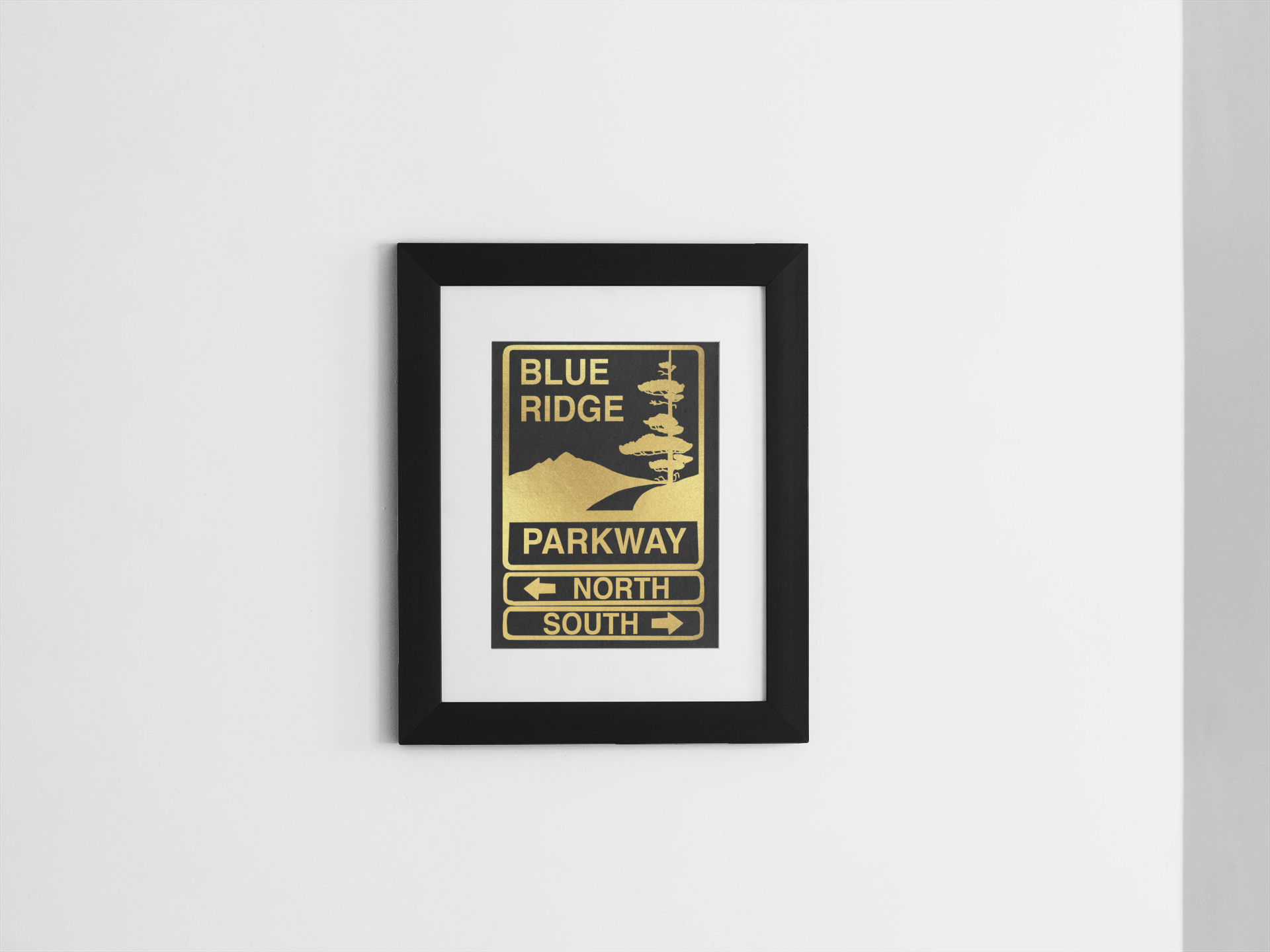 Blue Ridge Parkway Gold Foil Print