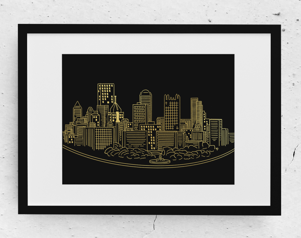 Pittsburgh Skyline Gold Foil Print