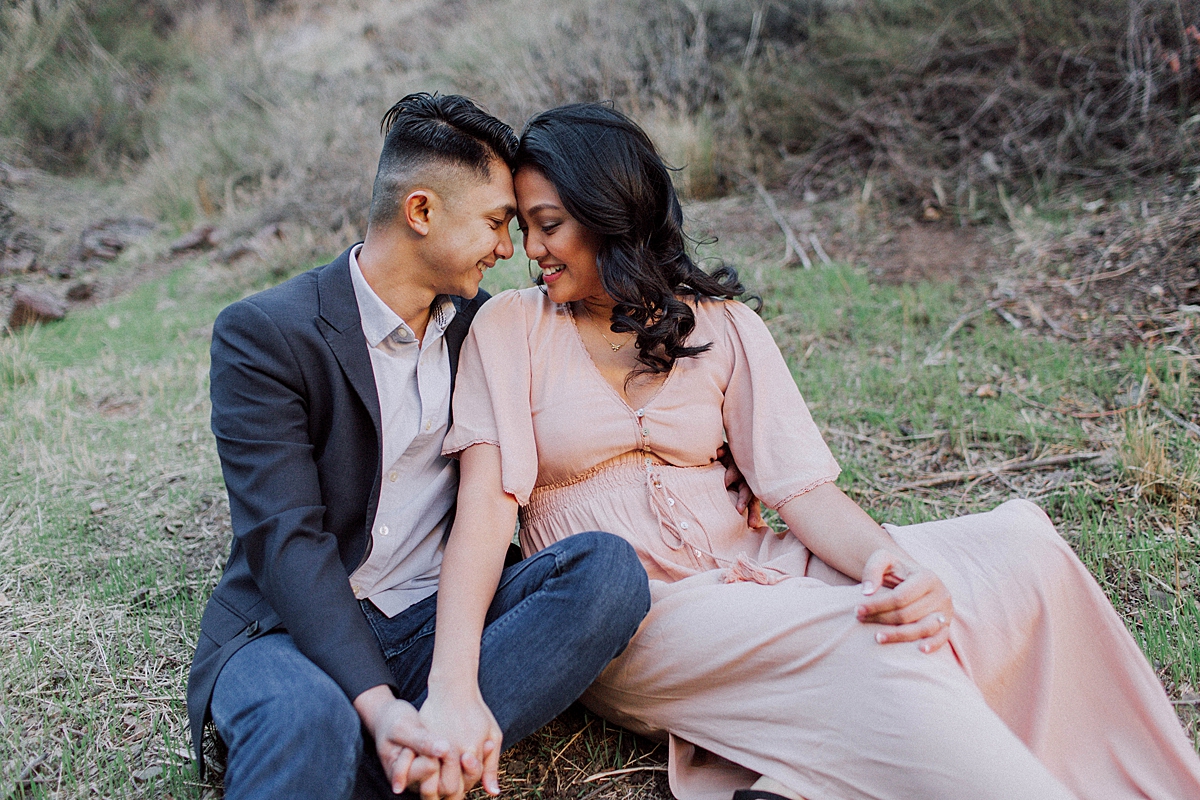 Los Angeles Romantic Outdoor Engagement Photos in the Mountains, candid engagement photos