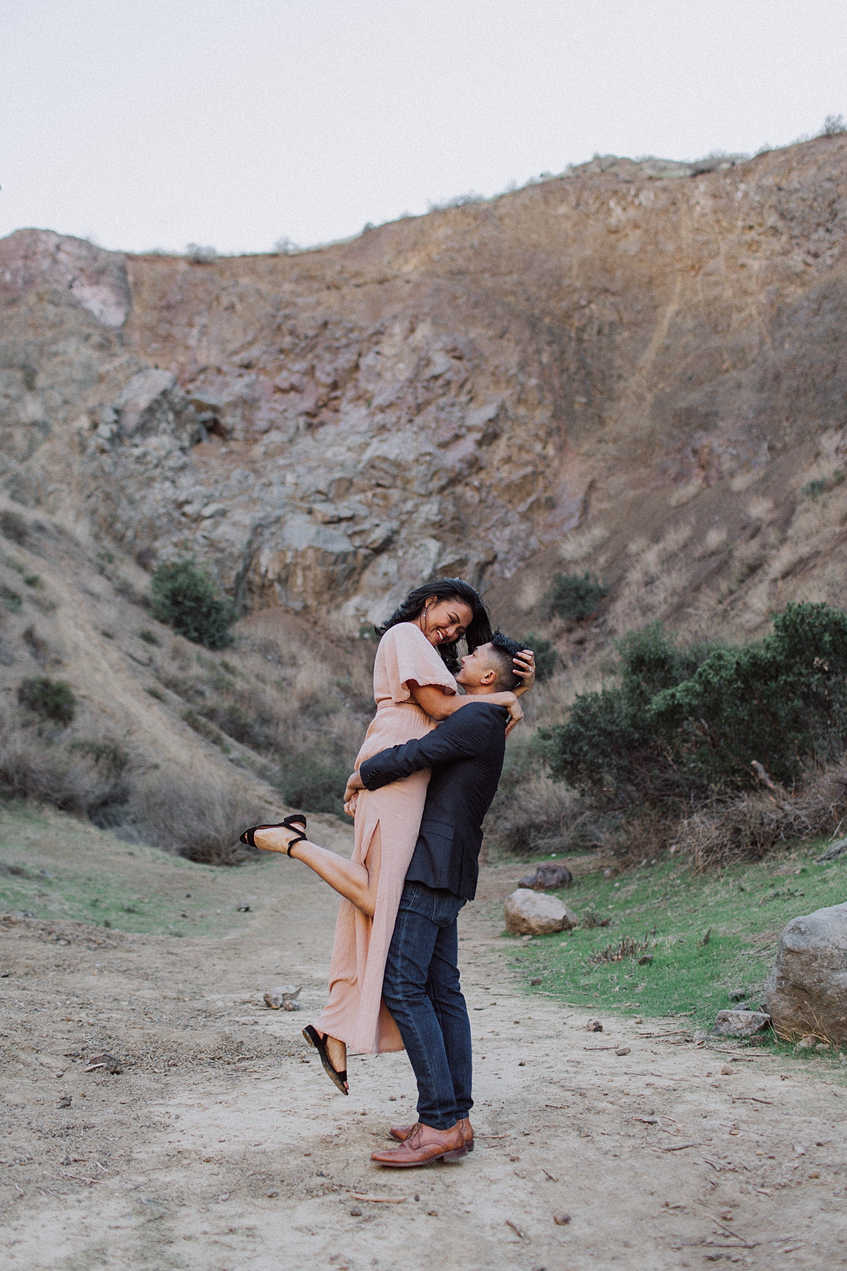 Los Angeles Romantic Outdoor Engagement Photos in the Mountains, candid engagement photos