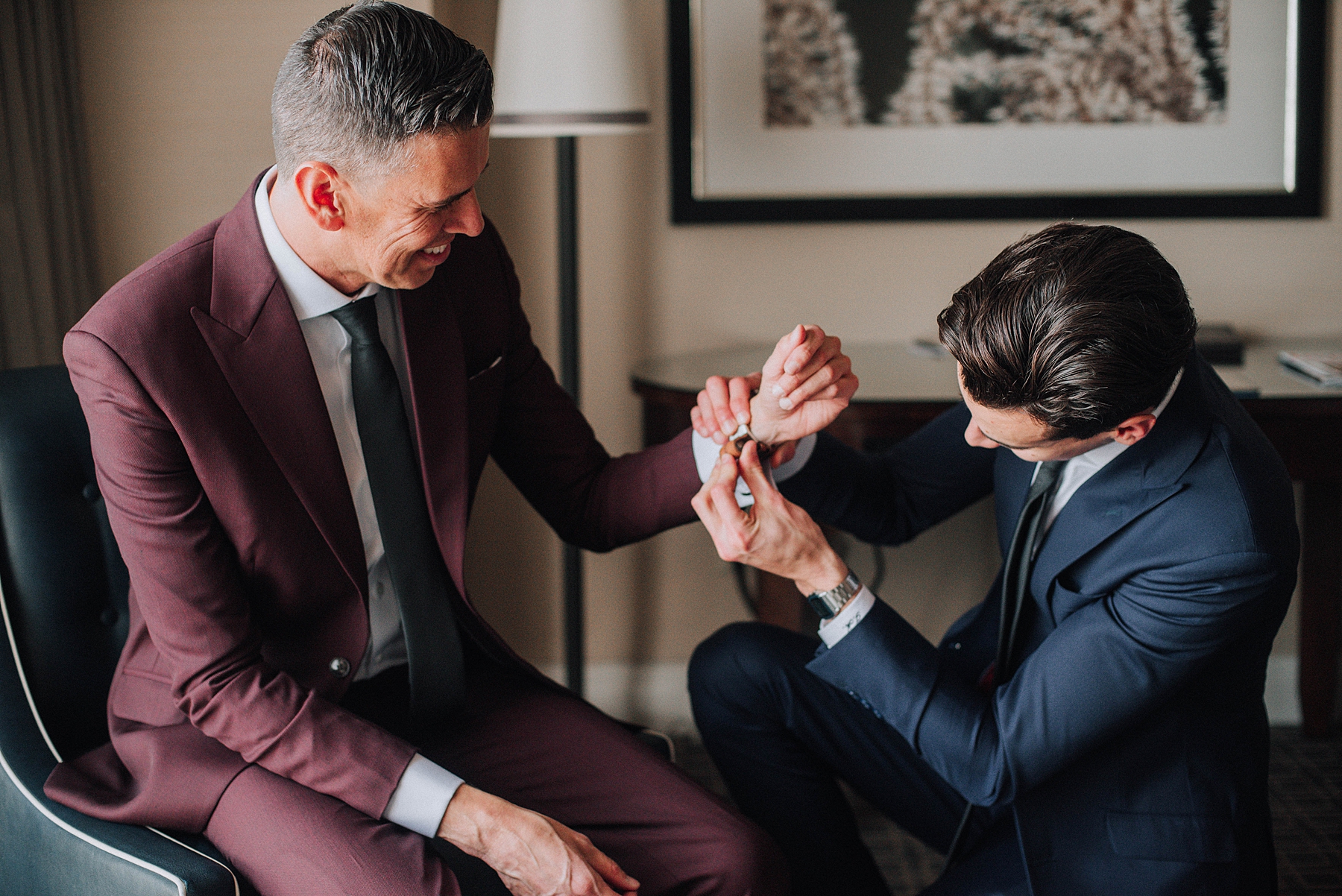 Groom and Son getting ready, Omni Hotel Downtown Los Angeles