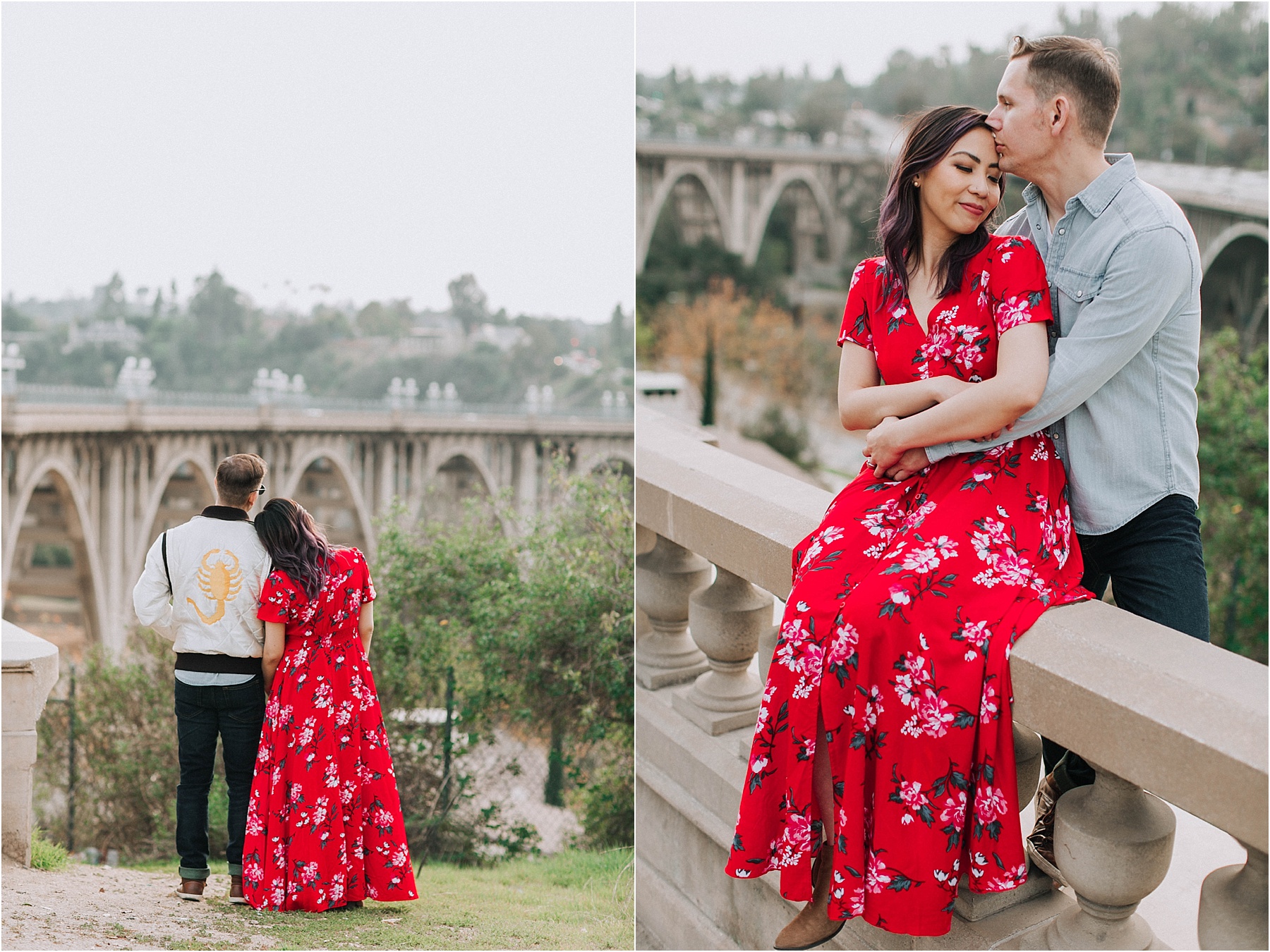 Candid Engagement Photography at the Old Town Pasadena Bridge