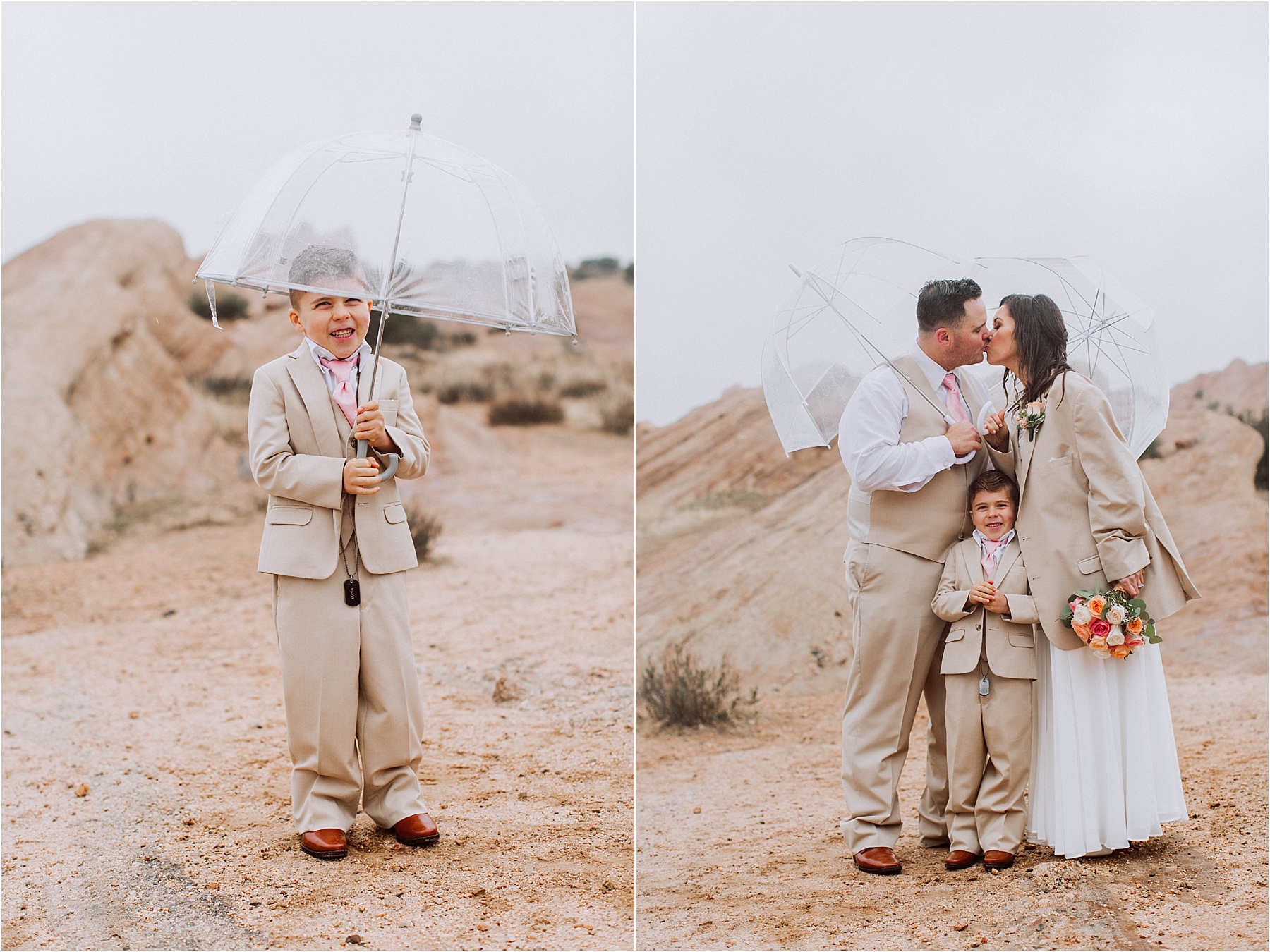 Vasquez Rocks Intimate Wedding & Elopement Photography - Bride & Groom Portraits Rainy Day