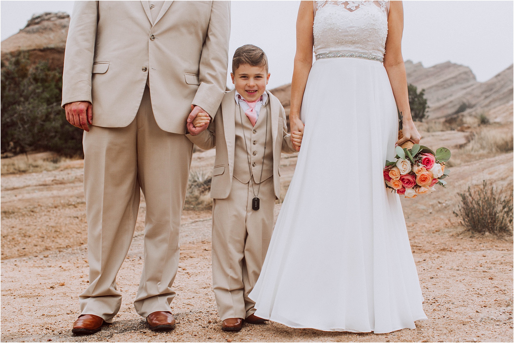 Vasquez Rocks Intimate Wedding & Elopement Photography - Bride & Groom Portraits Rainy Day