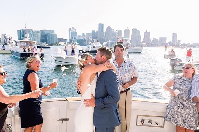 when COVID gets in the way of your original wedding plans... get married on the back of a boat with all of your friends &amp; fam anchored around you. yesterday was truly perfect, congrats @parahksarker @pamsarker !💞 special shout out to @charlesriv