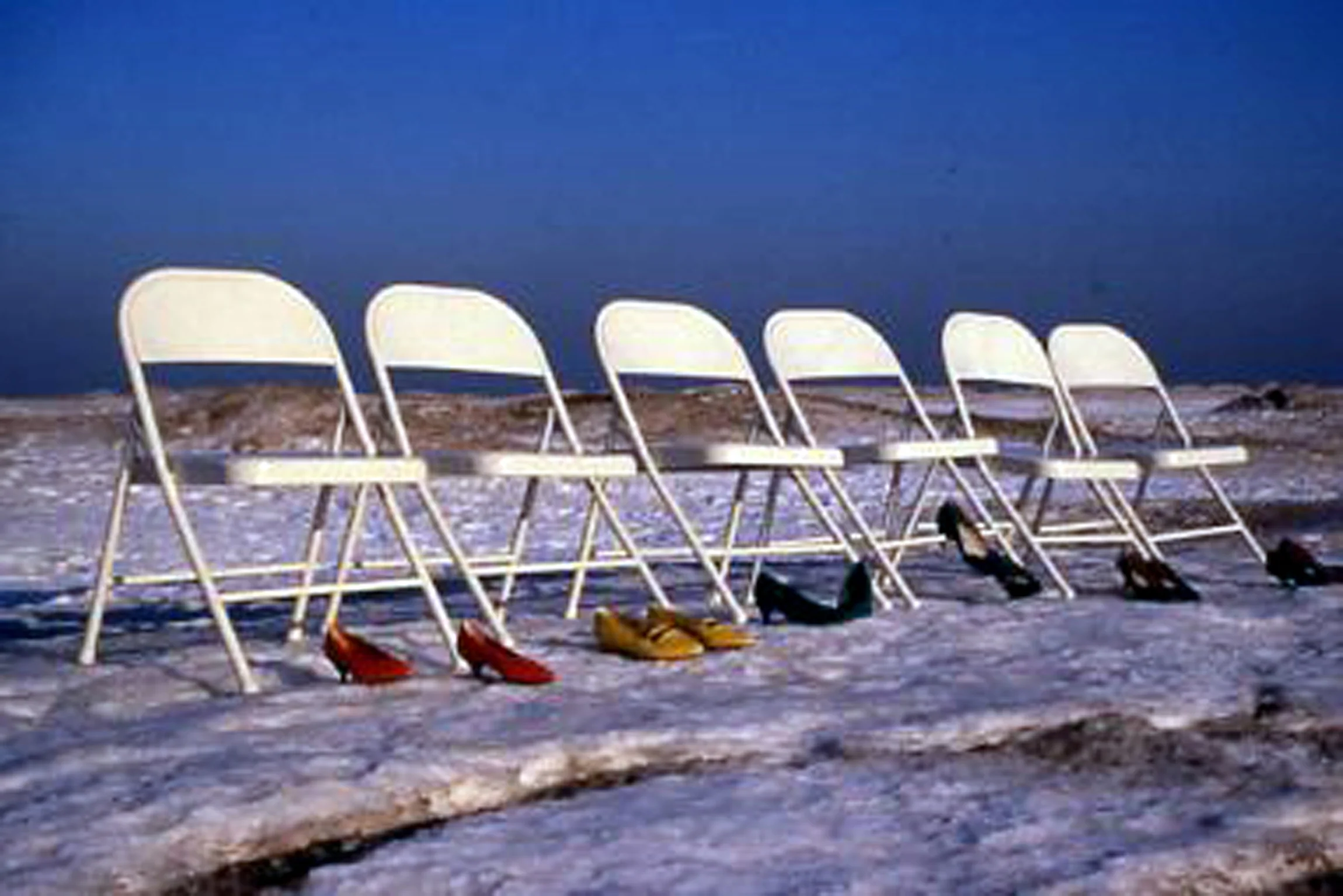 Shoe Games on Ice, ephemeral installation, Chicago, 2001.