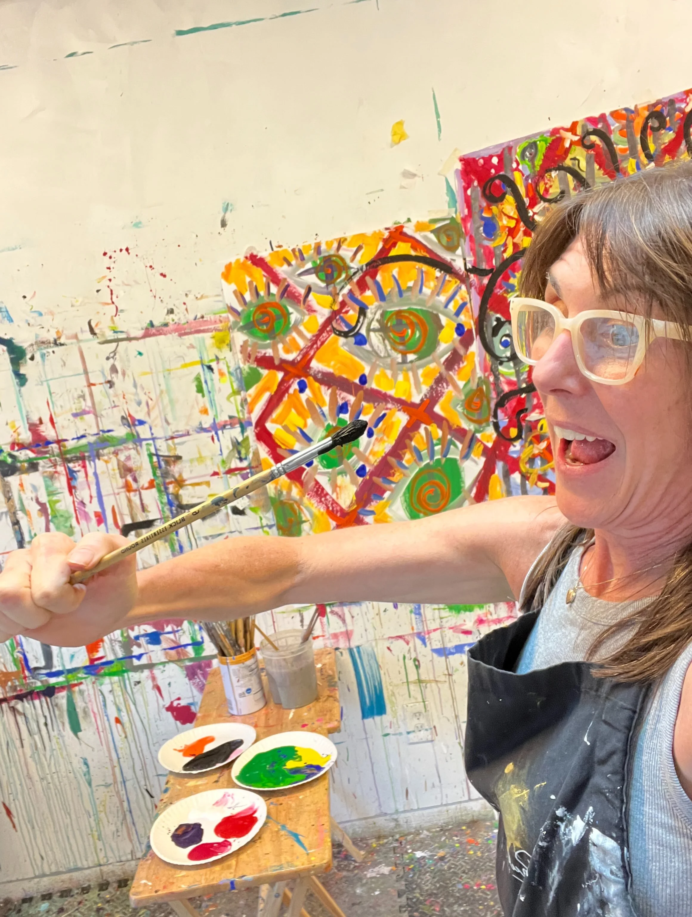 When you let the brush be the boss of you in a really intuitive painting practice, it can be a little scary! I surrender, brush!  I surrender! 😂🎨😂