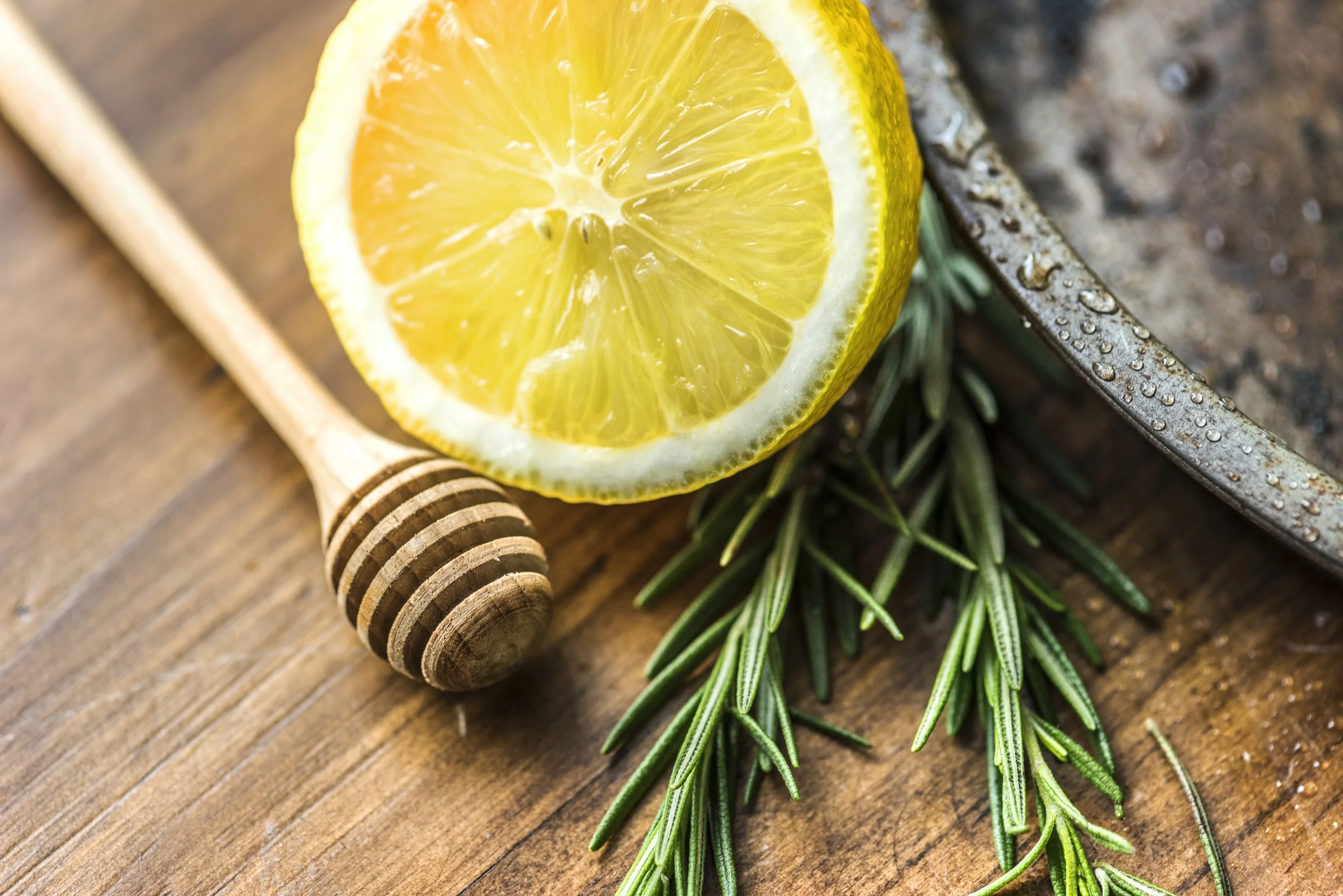 Closeup of lemon and rosemary